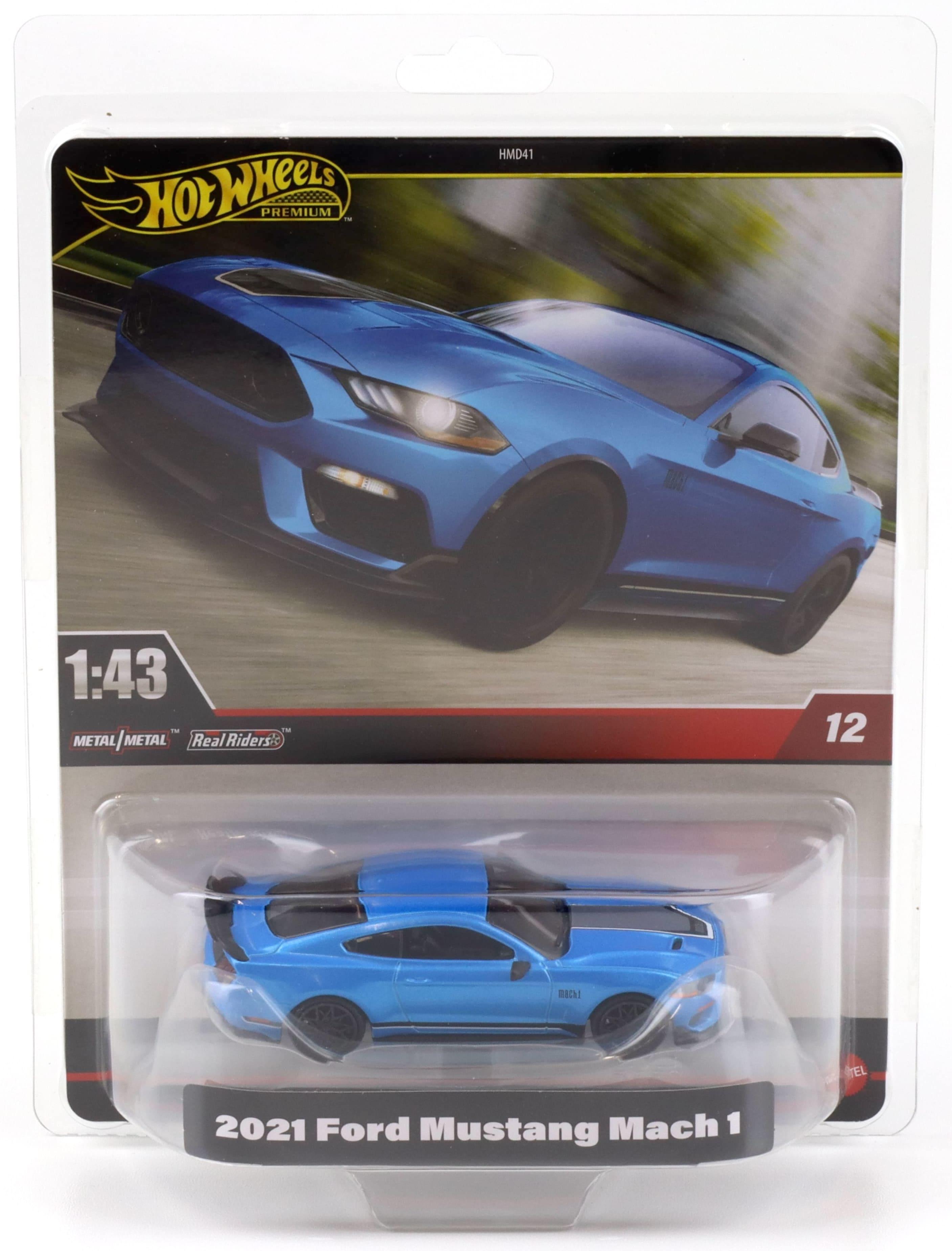 1:43 Hot Wheels Premium 2024 Real Riders 2021 Ford Mustang Mach 1 blue