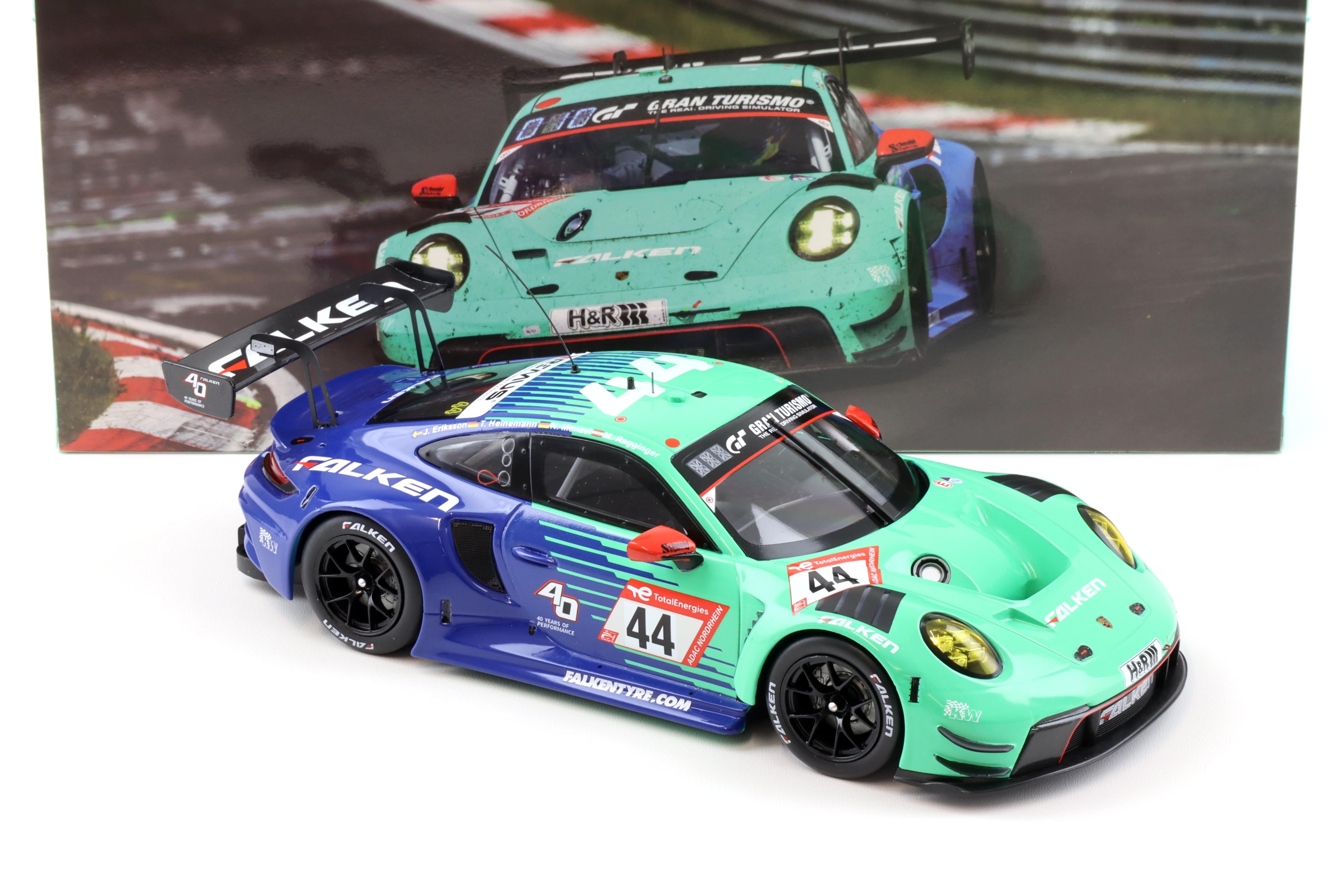 1:18 IXO Porsche 911 992 GT3 R 24h Nürburgring 2023 #44 FALKEN Eriksson/ Heinemann