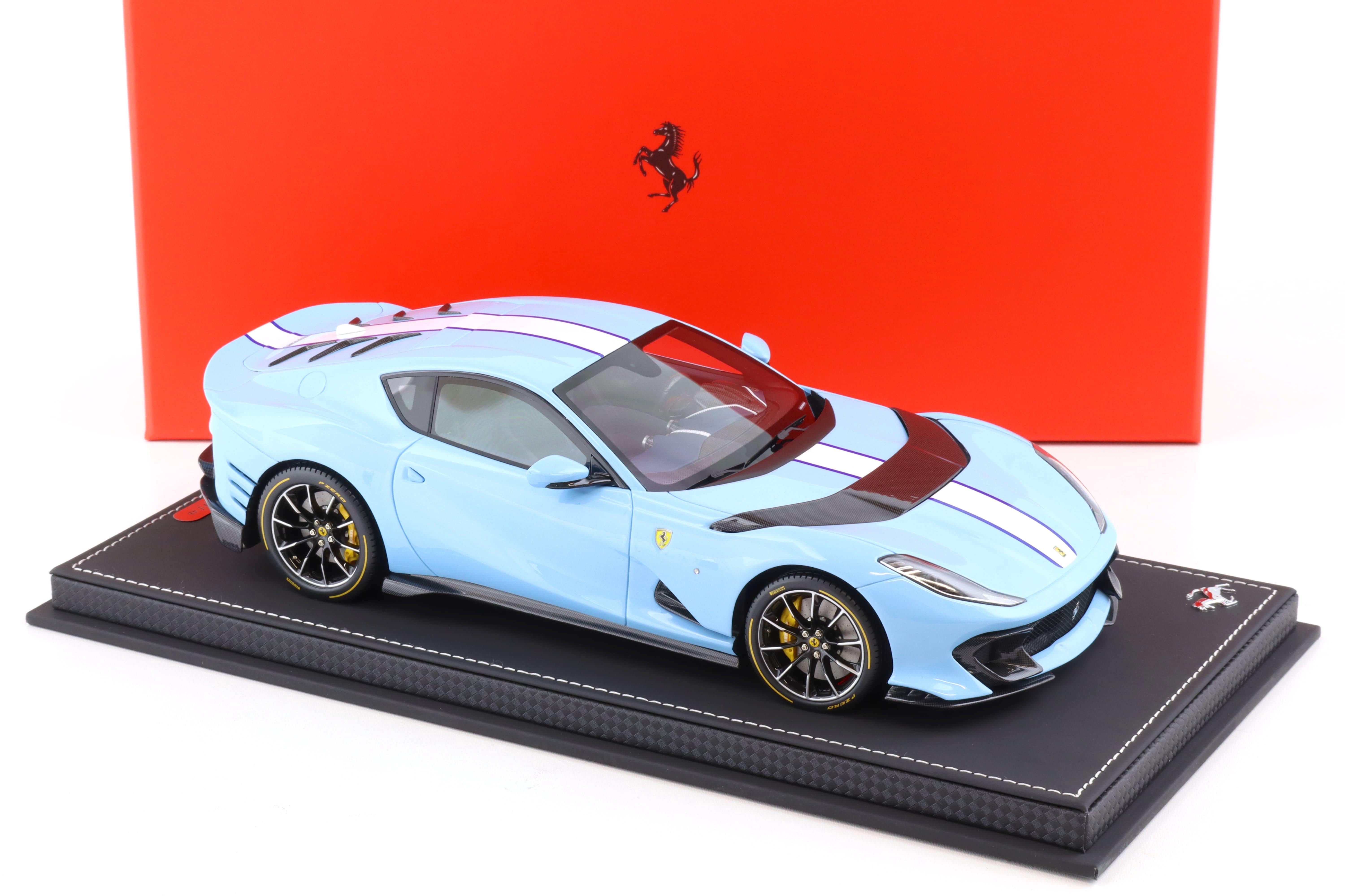 1:18 Ferrari 812 Competizione 2021 Azure La Plata blue/ white stripe with Showcase