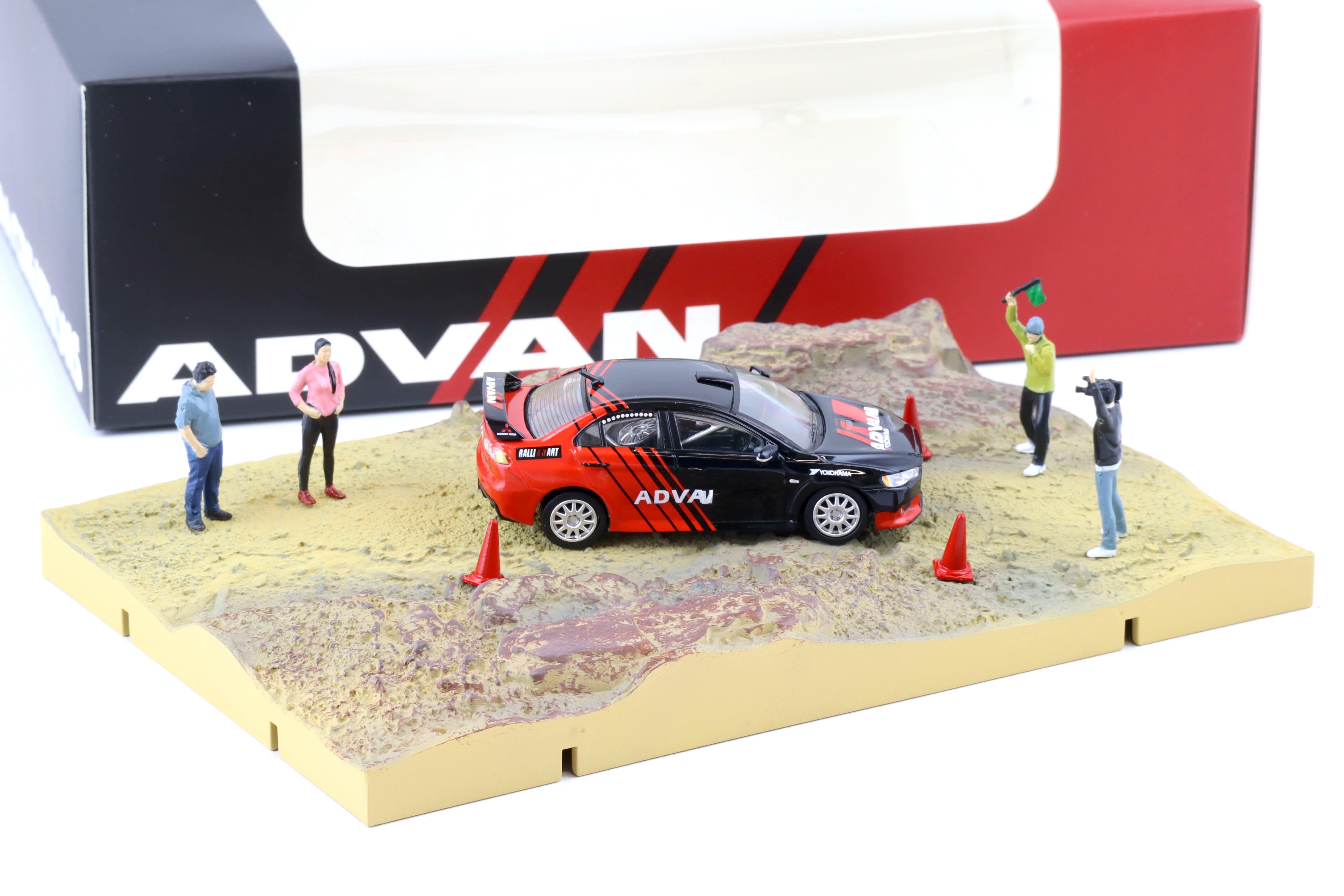 1:64 BMC BM Creations Mitsubishi Lancer Evolution X ADVAN Rally Diorama with figures