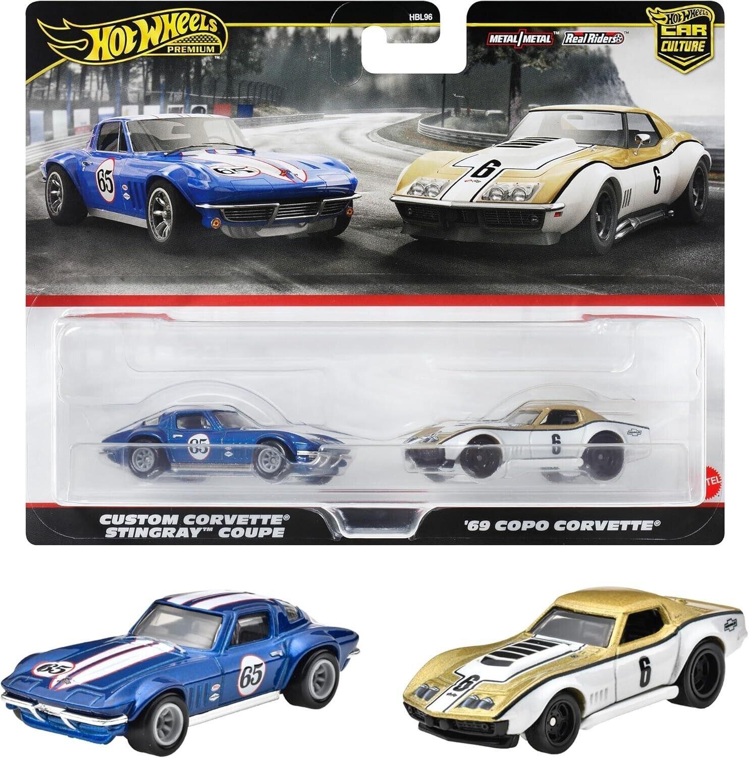 1:64 Hot Wheels 2024 Premium 2-Pack Chevrolet Custom Corvette Stingray + Copo Corvette 979N