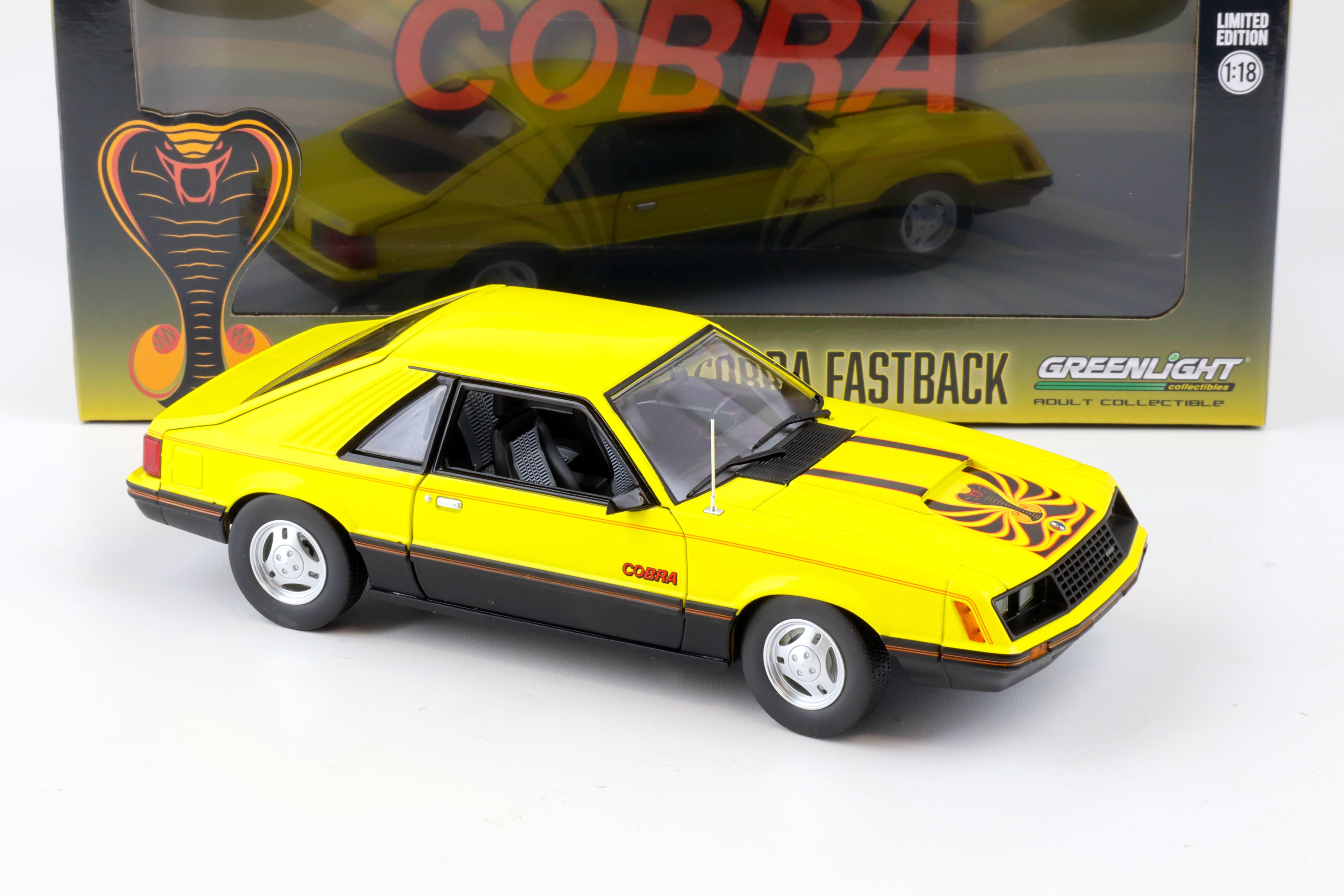 1:18 Greenlight 1979 Ford Mustang Cobra Fastback Coupe bright yellow