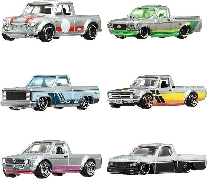 1:64 Hot Wheels 2024 ZAMAC Pickup Truck Set 6 pcs. VW, Chevy, Datsun, Nissan HRX57