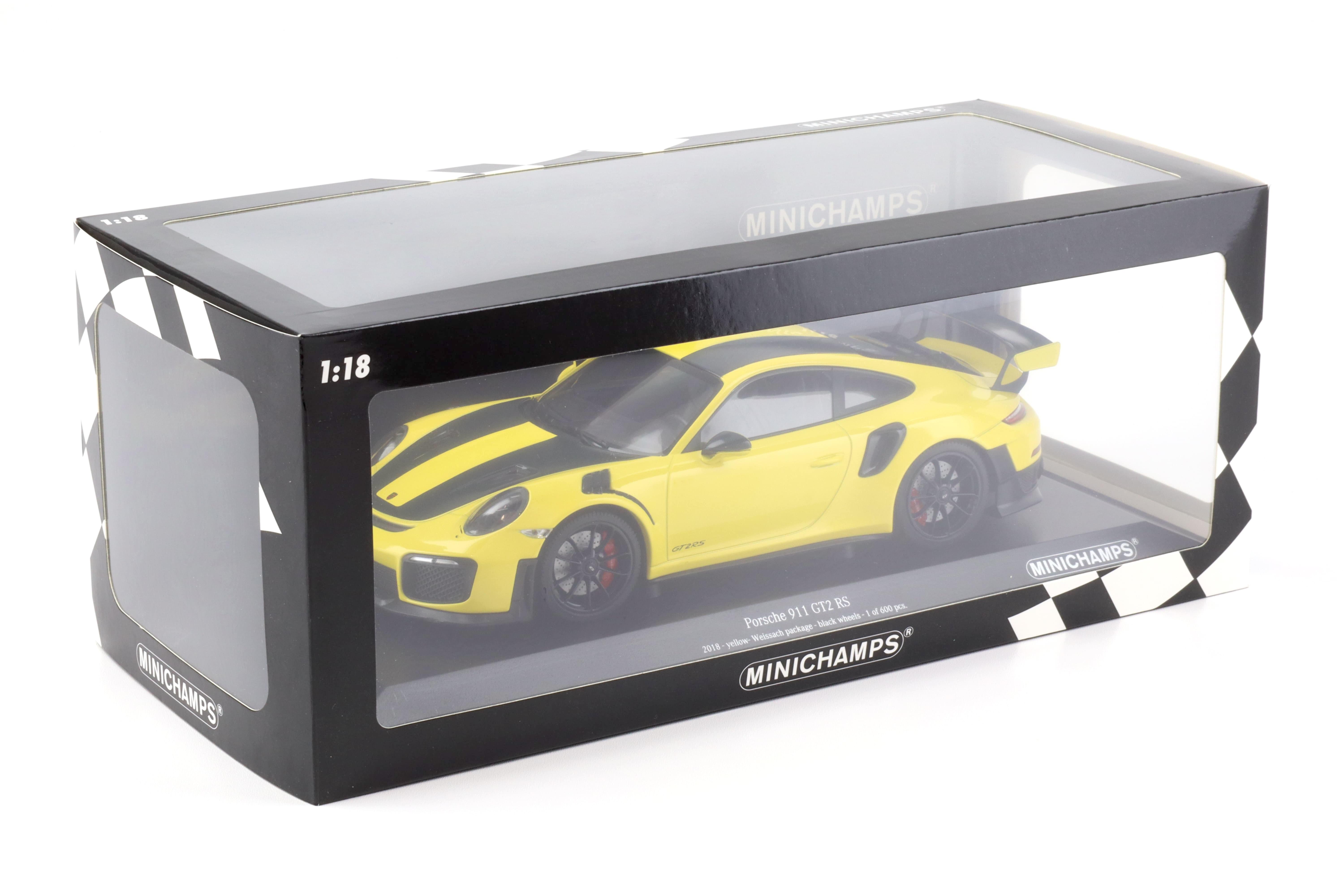 1:18 Minichamps Porsche 911 (991.2) GT2 RS Weissach Package 2018 yellow/ black wheels