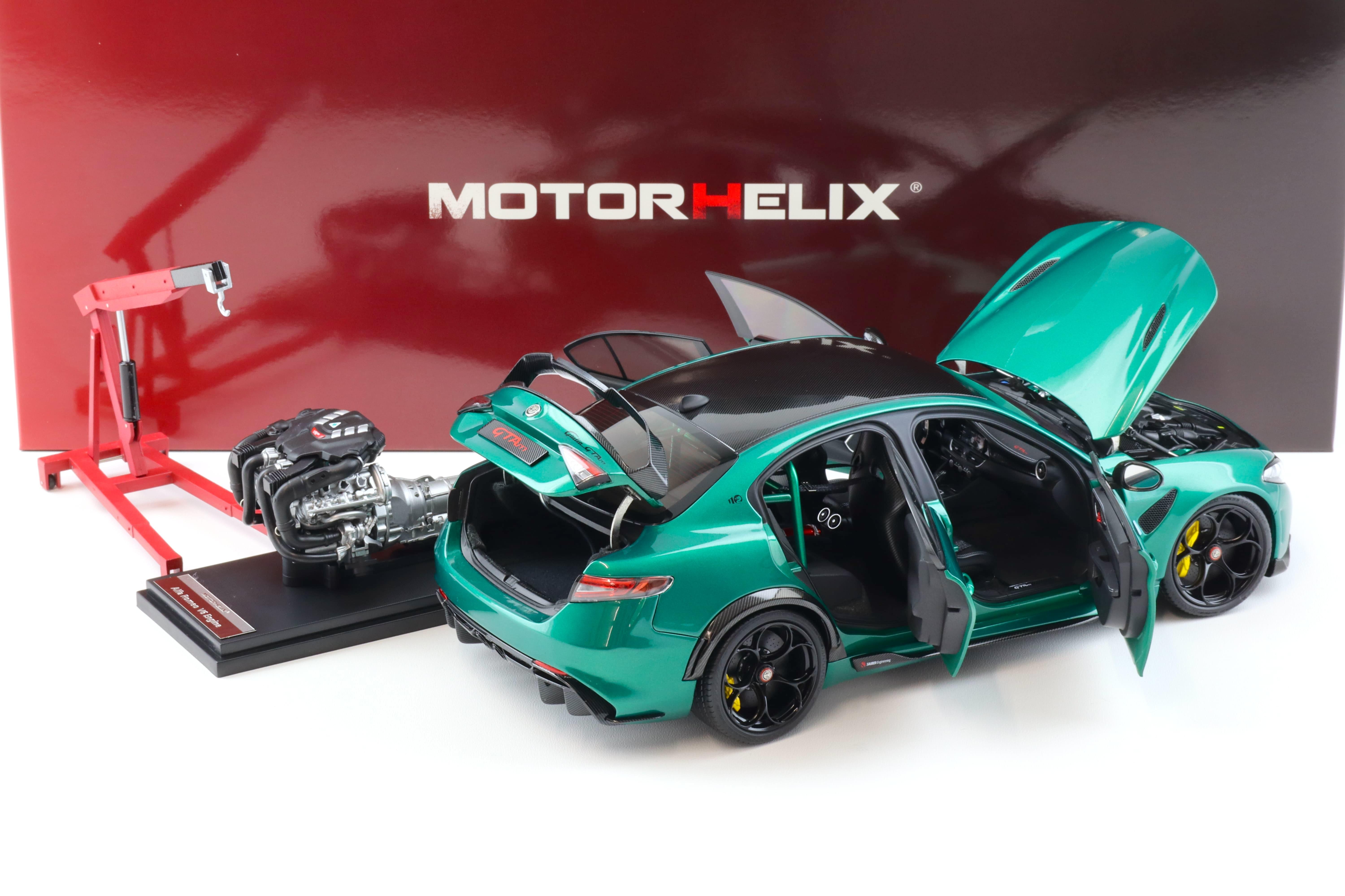 1:18 Motorhelix Alfa Romeo Giulia GTAm Montreal green + engine Die-Cast M89008