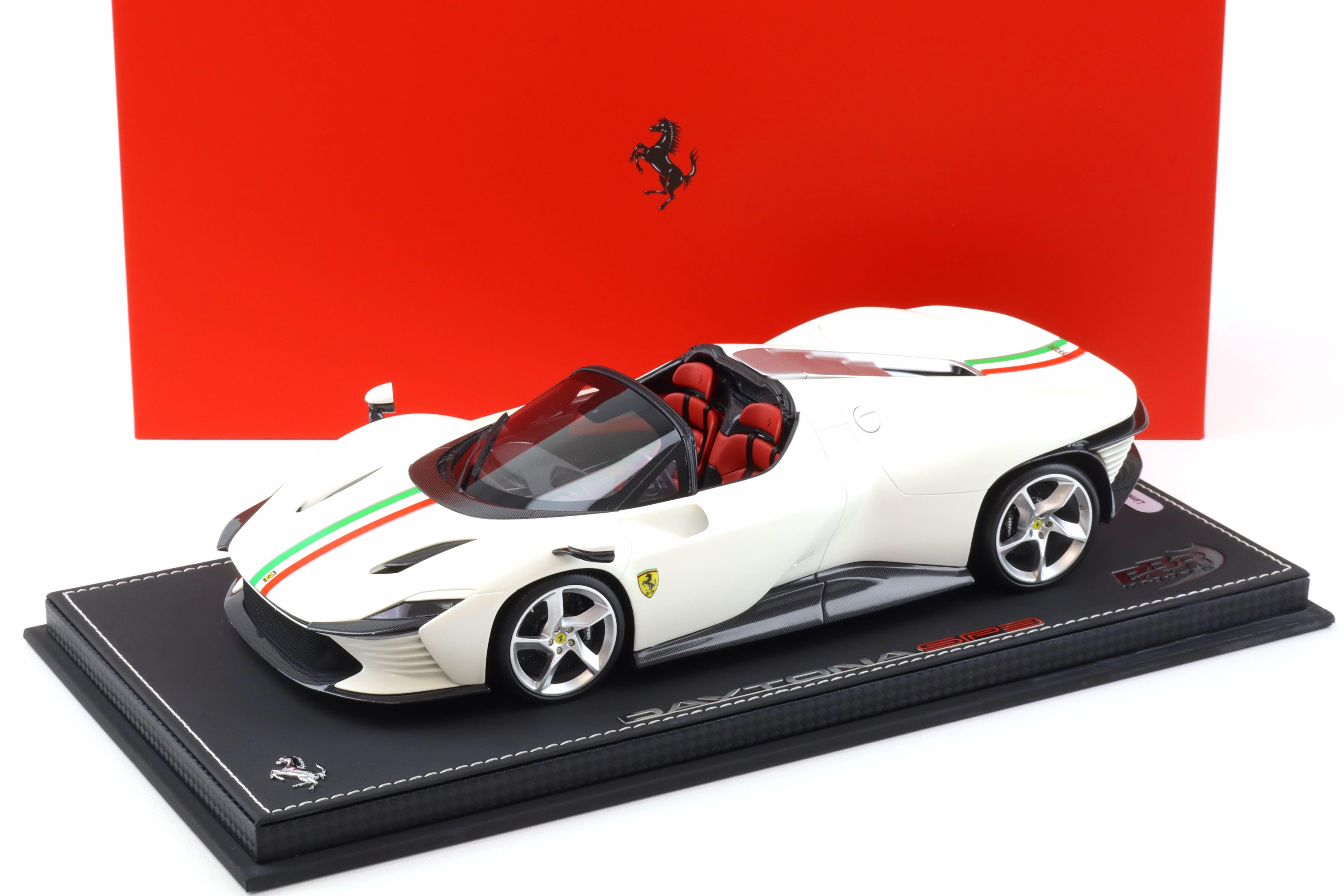 1:18 BBR Ferrari SP3 Daytona Bianco Italia matt w/ Italian flag stripe - Limited 11 pcs.