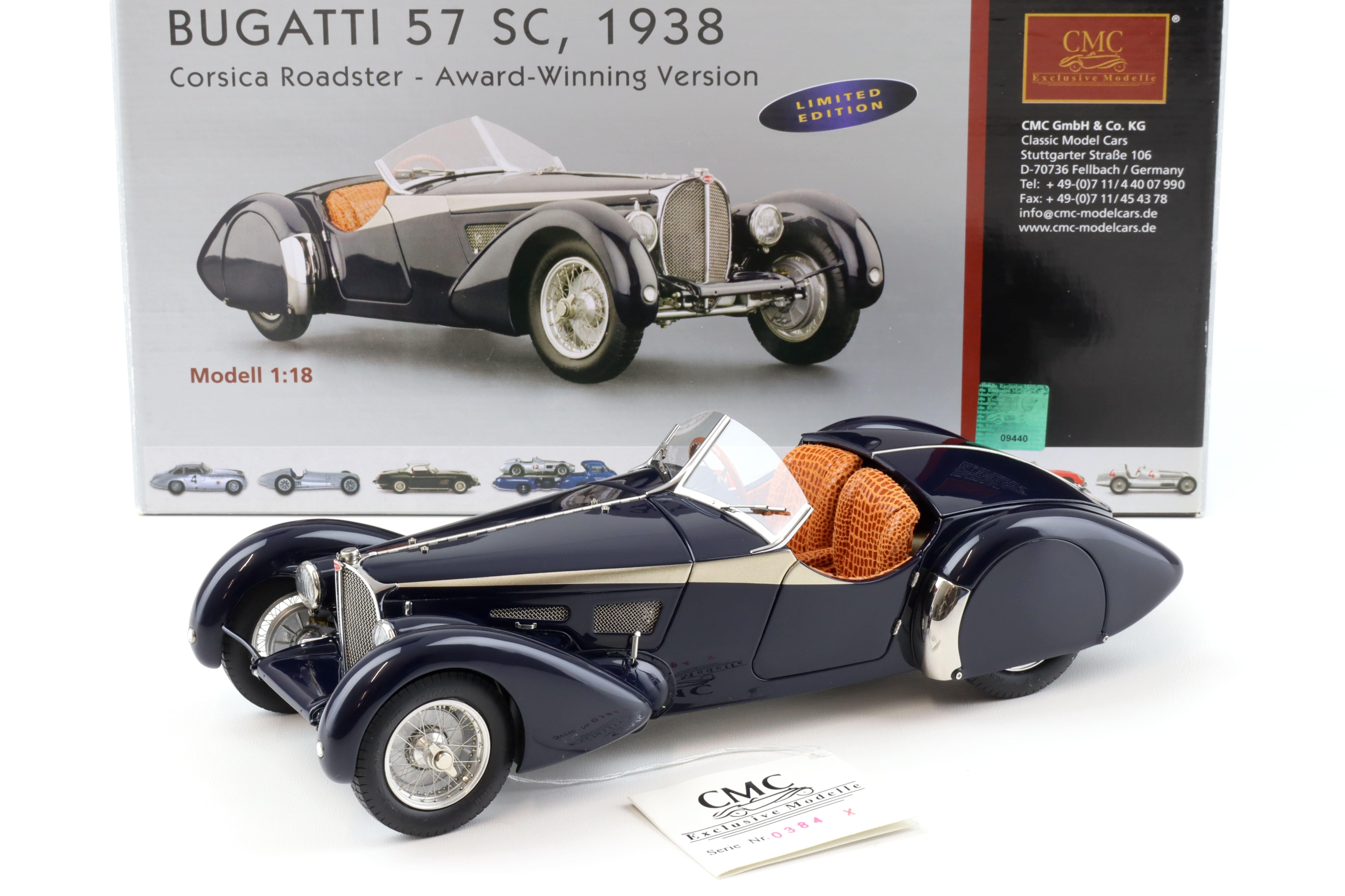 1:18 CMC Bugatti 57 SC Corsica Roadster 1938 blue CONCOURS D'ELEGANCE M-136