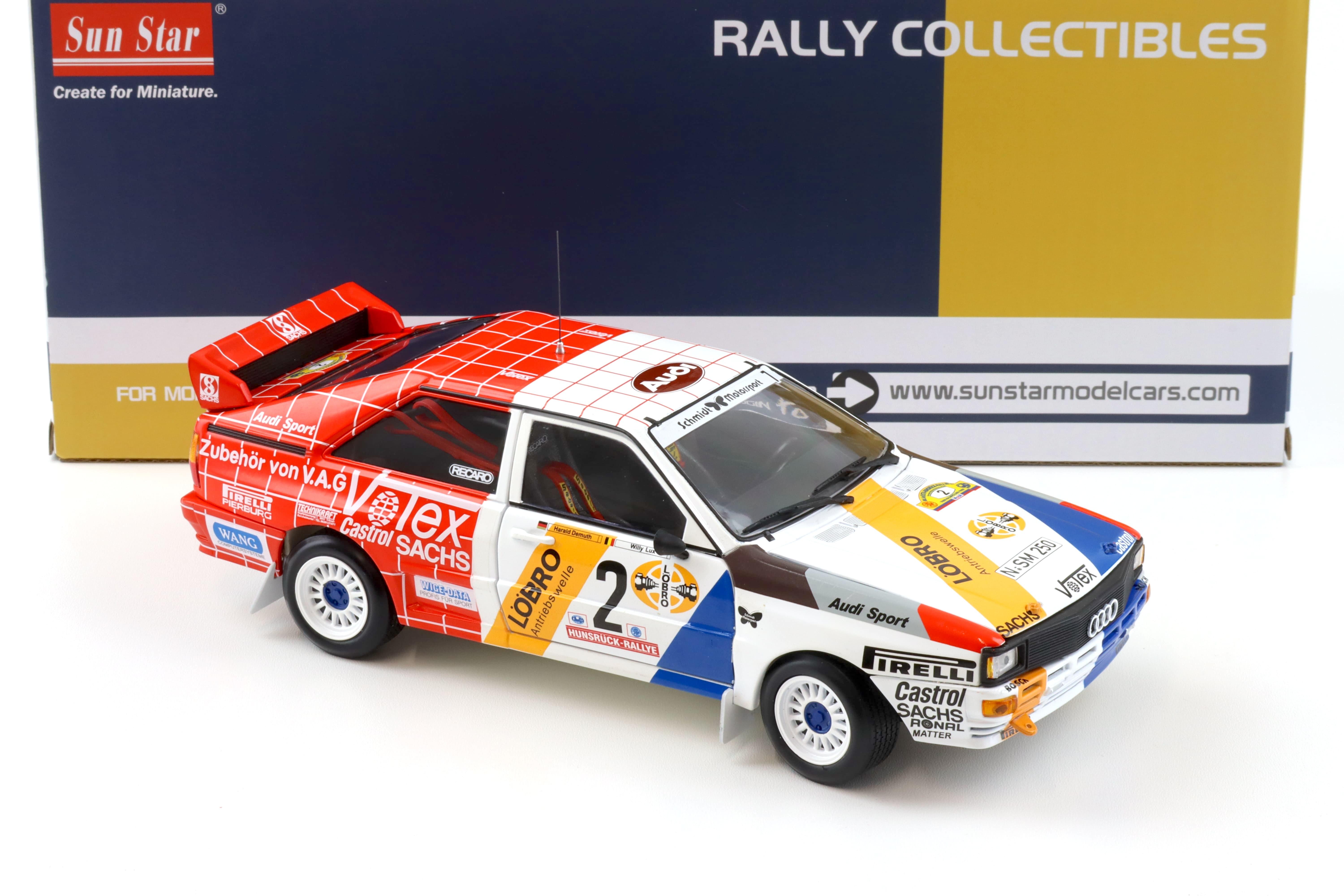 1:18 Sun Star Audi Quattro A1 Winner Int. AVD/STH Hunsrück Rally 1984 #2 Demuth