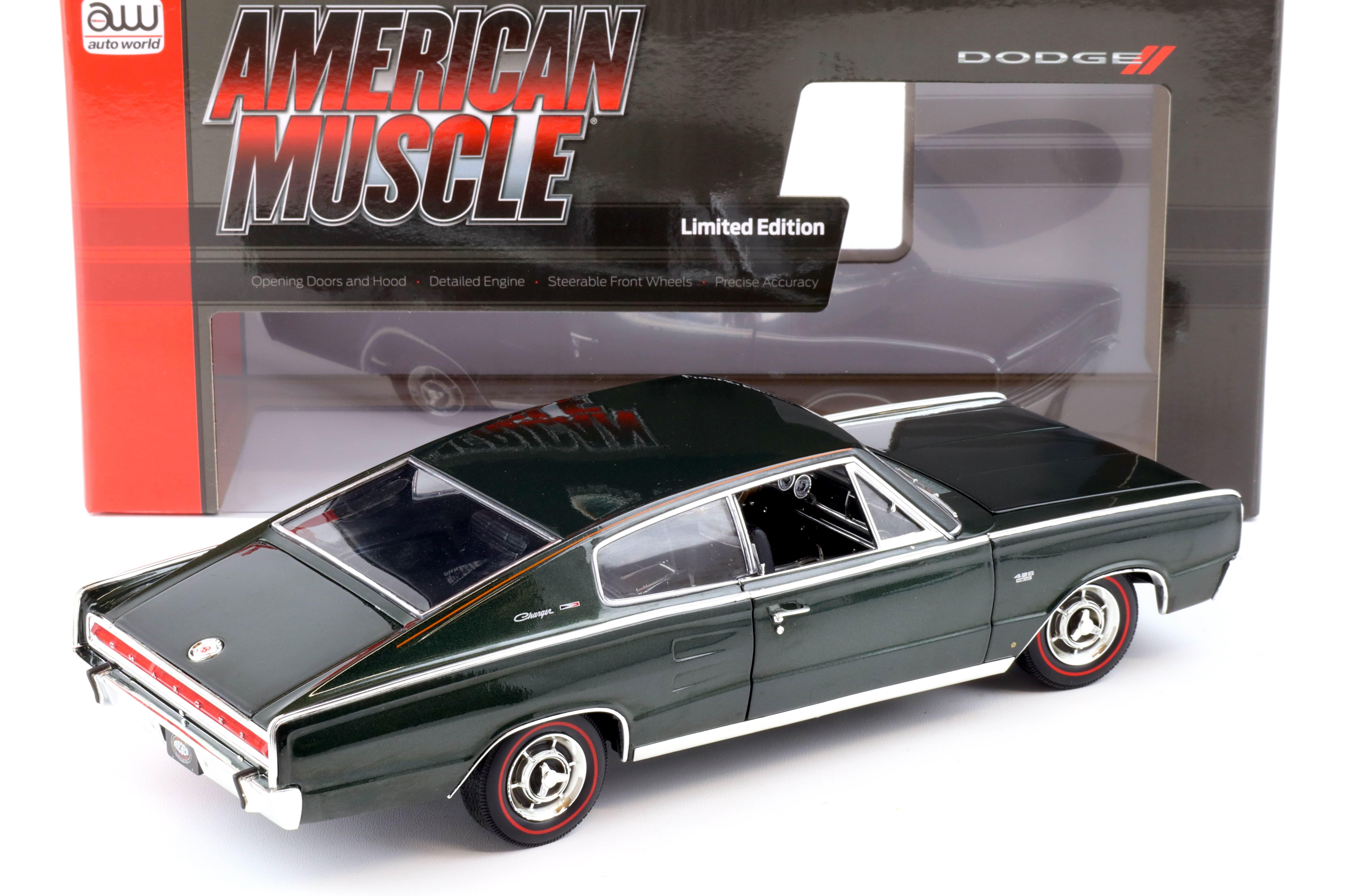 1:18 Auto World 1966 Dodge Charger Hardtop MCACN GG1 dark green