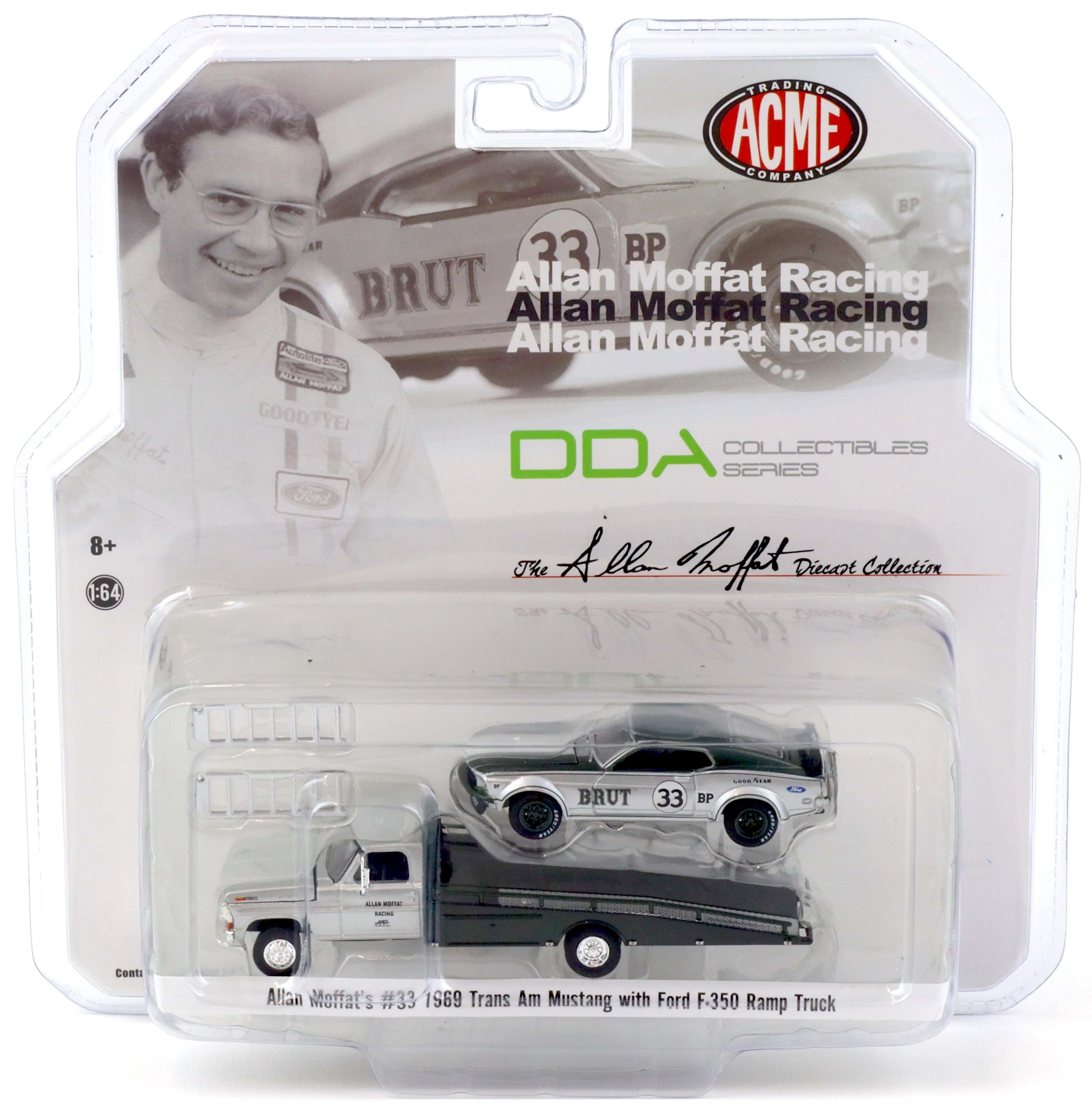 1:64 ACME Greenlight DDA 1969 Trans Am Mustang + Ford F-350 Truck Allan Moffat #33