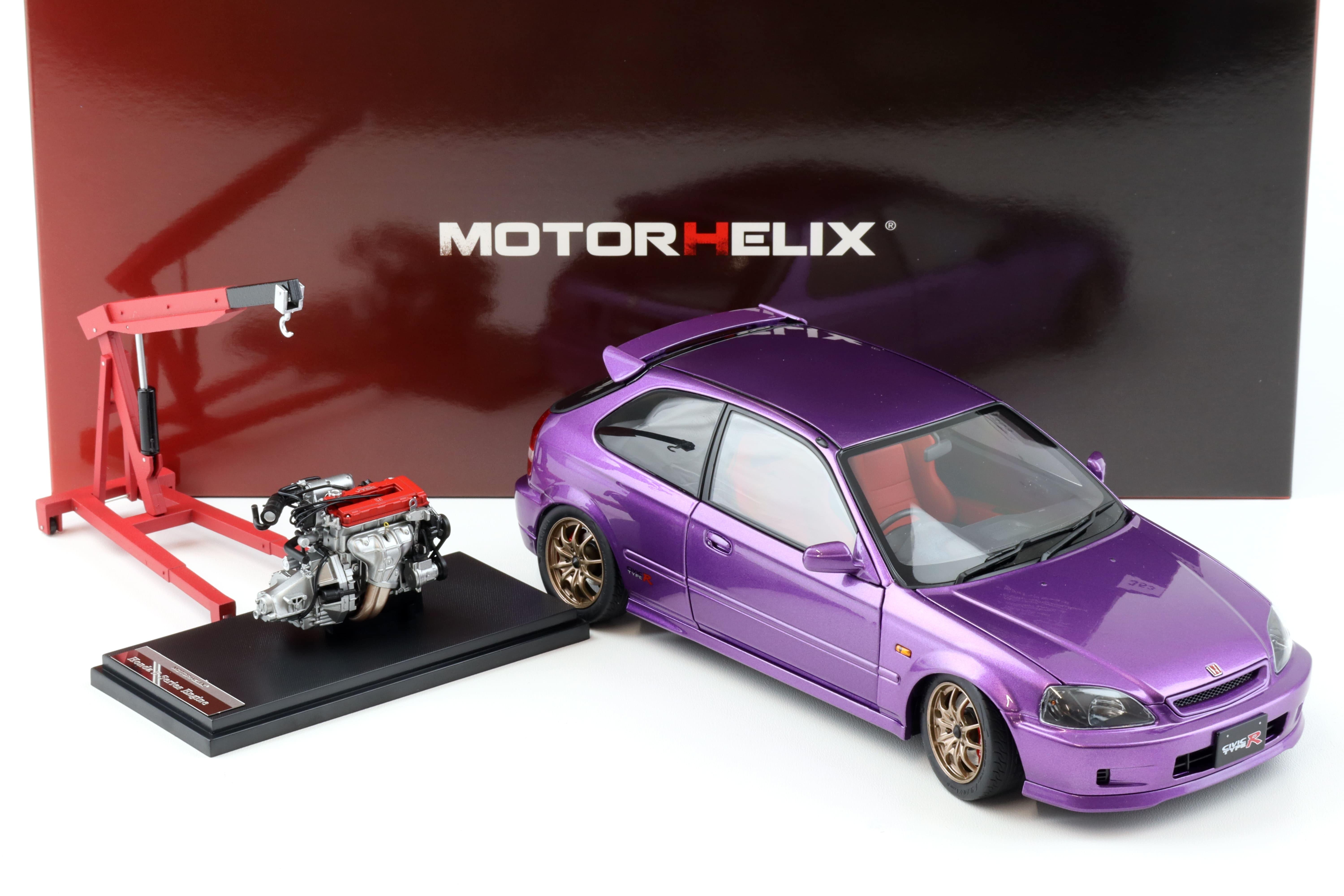 1:18 Motorhelix Honda Civic Type R (EK9) Customized Version pearl purple + engine M85007