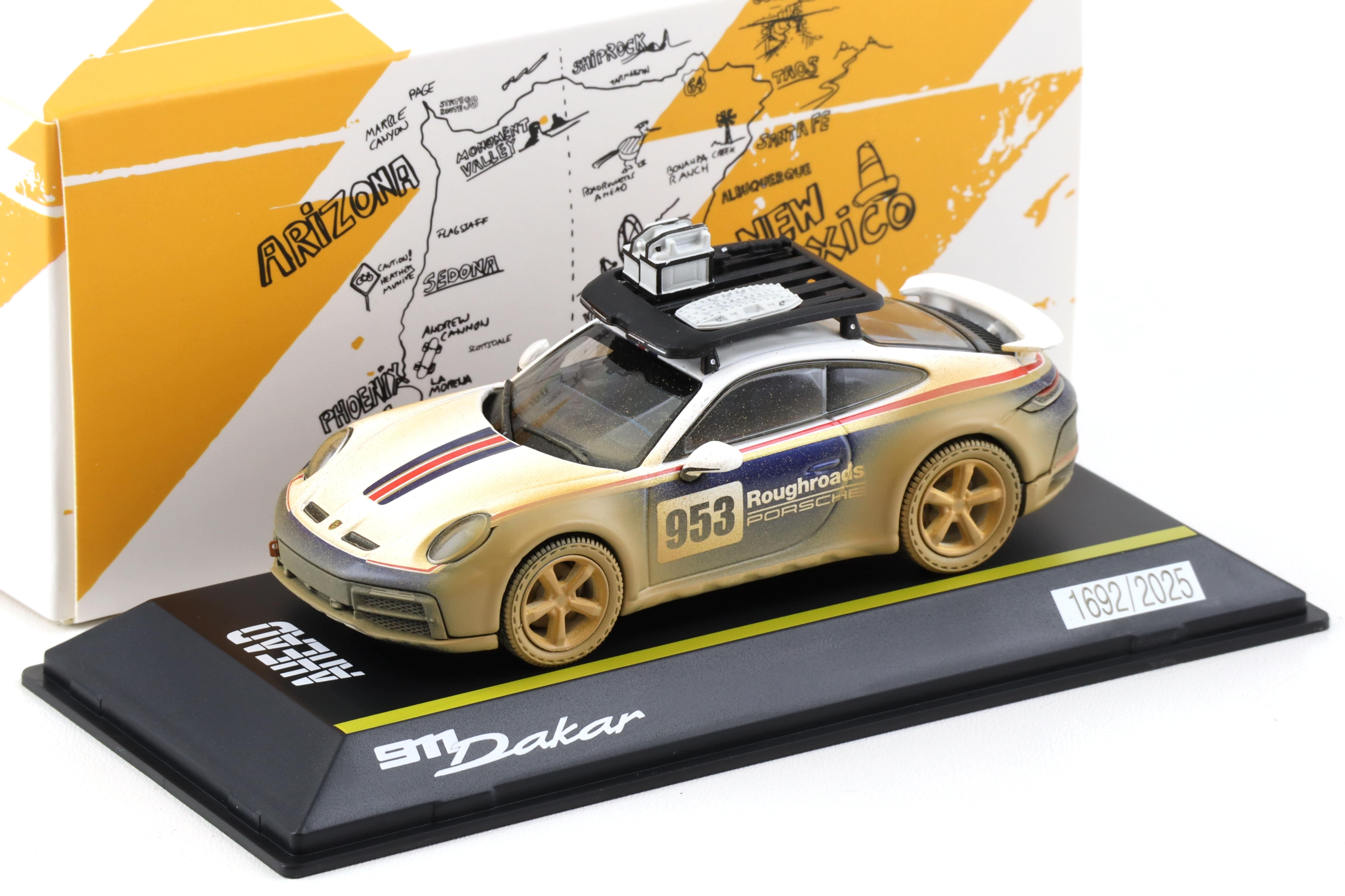 1:43 Spark Porsche 911 (992) Dakar AHEAD #953 Roughroads Dirty Version WAP DEALER