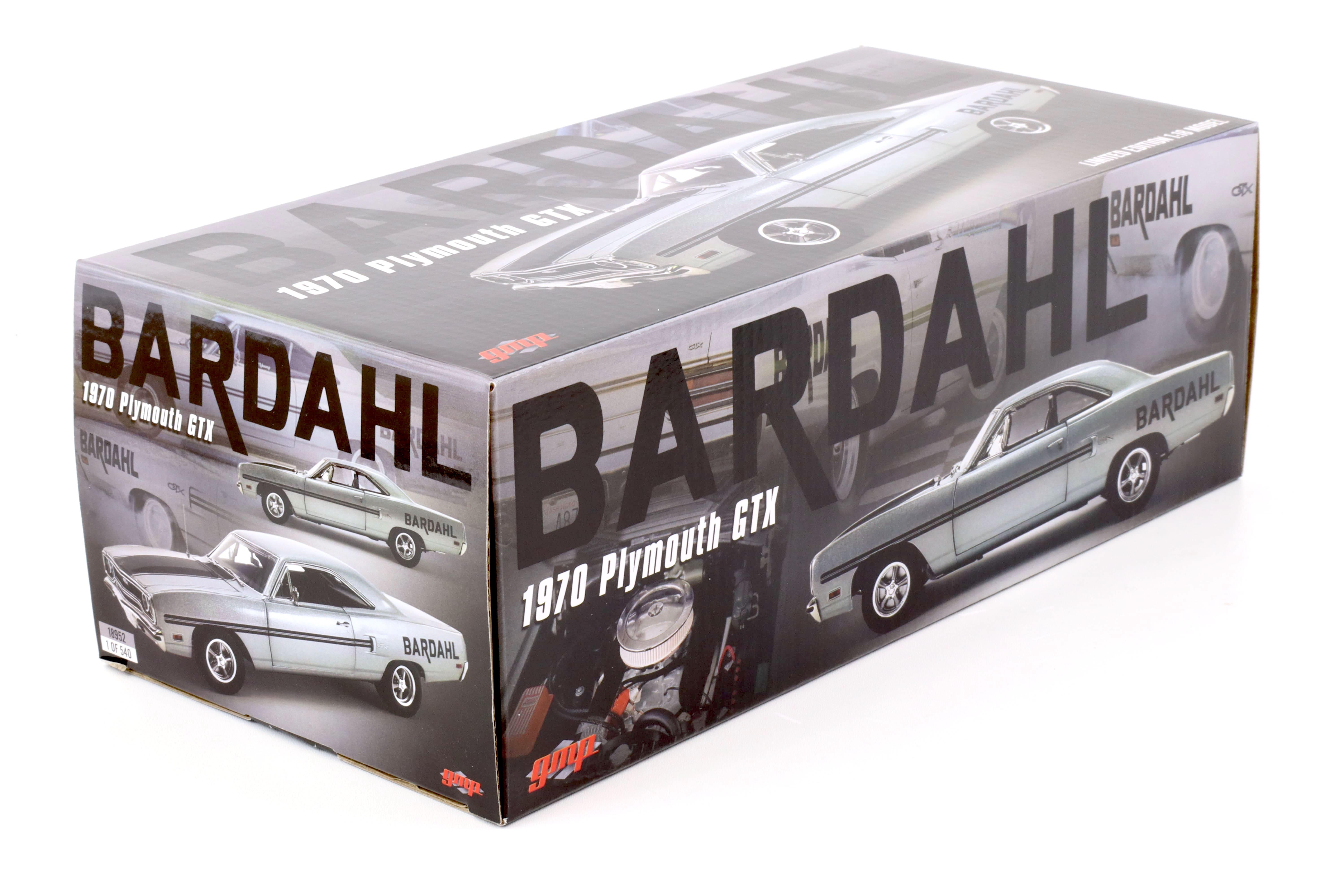 1:18 GMP 1970 Plymouth GTX Dart Car BARDAHL Al Young grey metallic