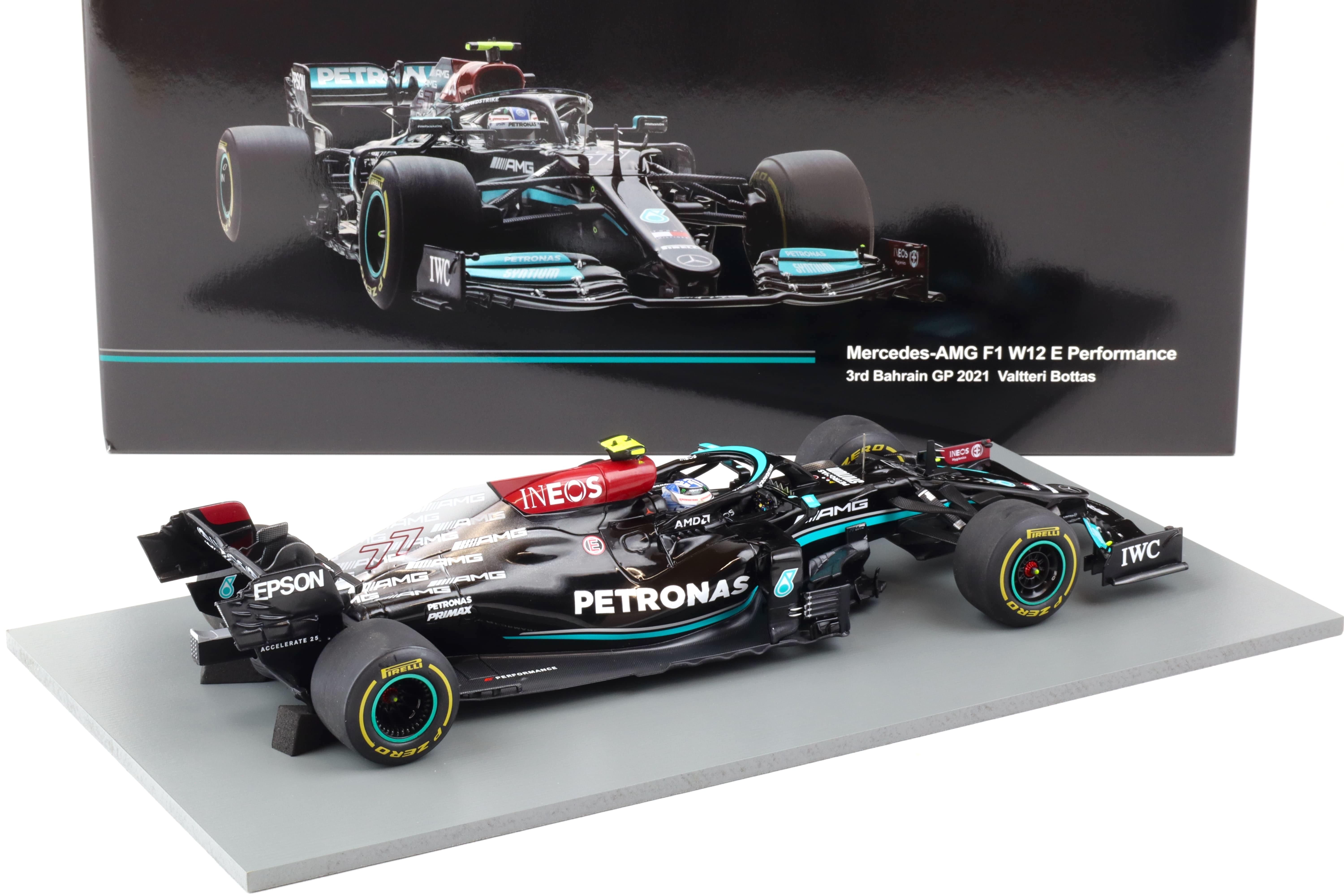 1:18 Spark Mercedes AMG F1 W12 E Performance #77 Bottas 3rd Bahrain GP 2021 