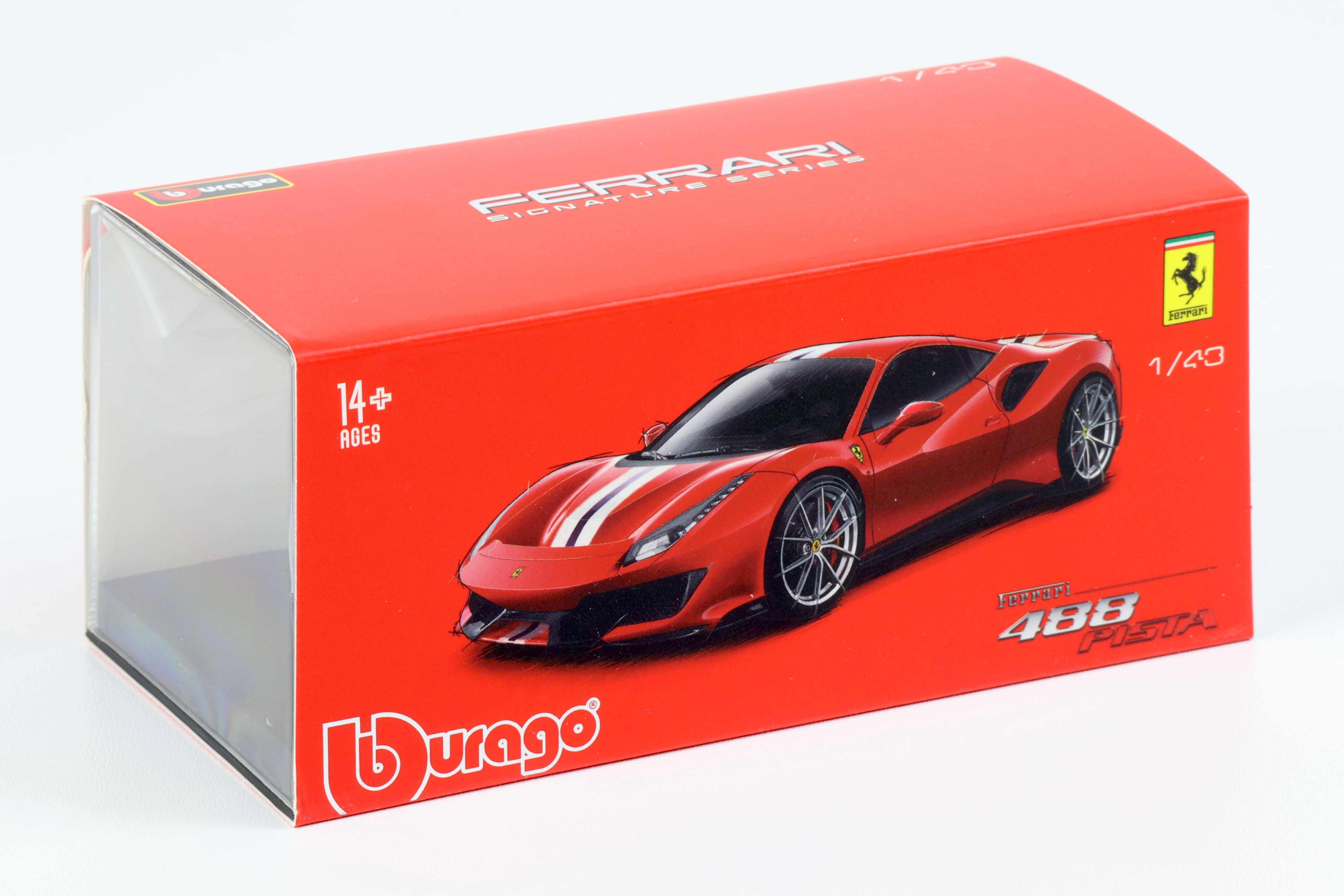1:43 Bburago Signature Ferrari 488 Pista Coupe red/ blue-white stripe