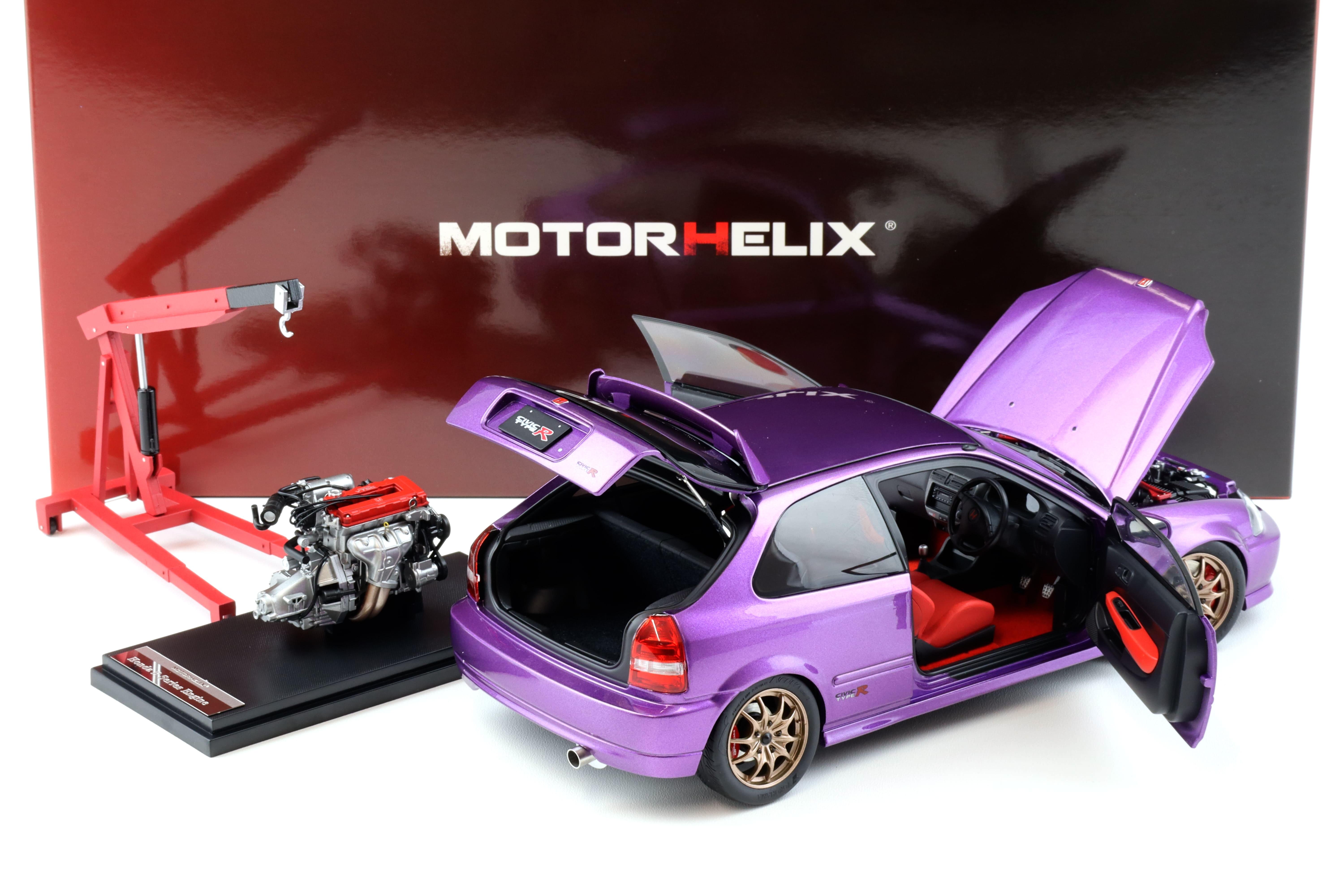 1:18 Motorhelix Honda Civic Type R (EK9) Customized Version pearl purple + engine M85007