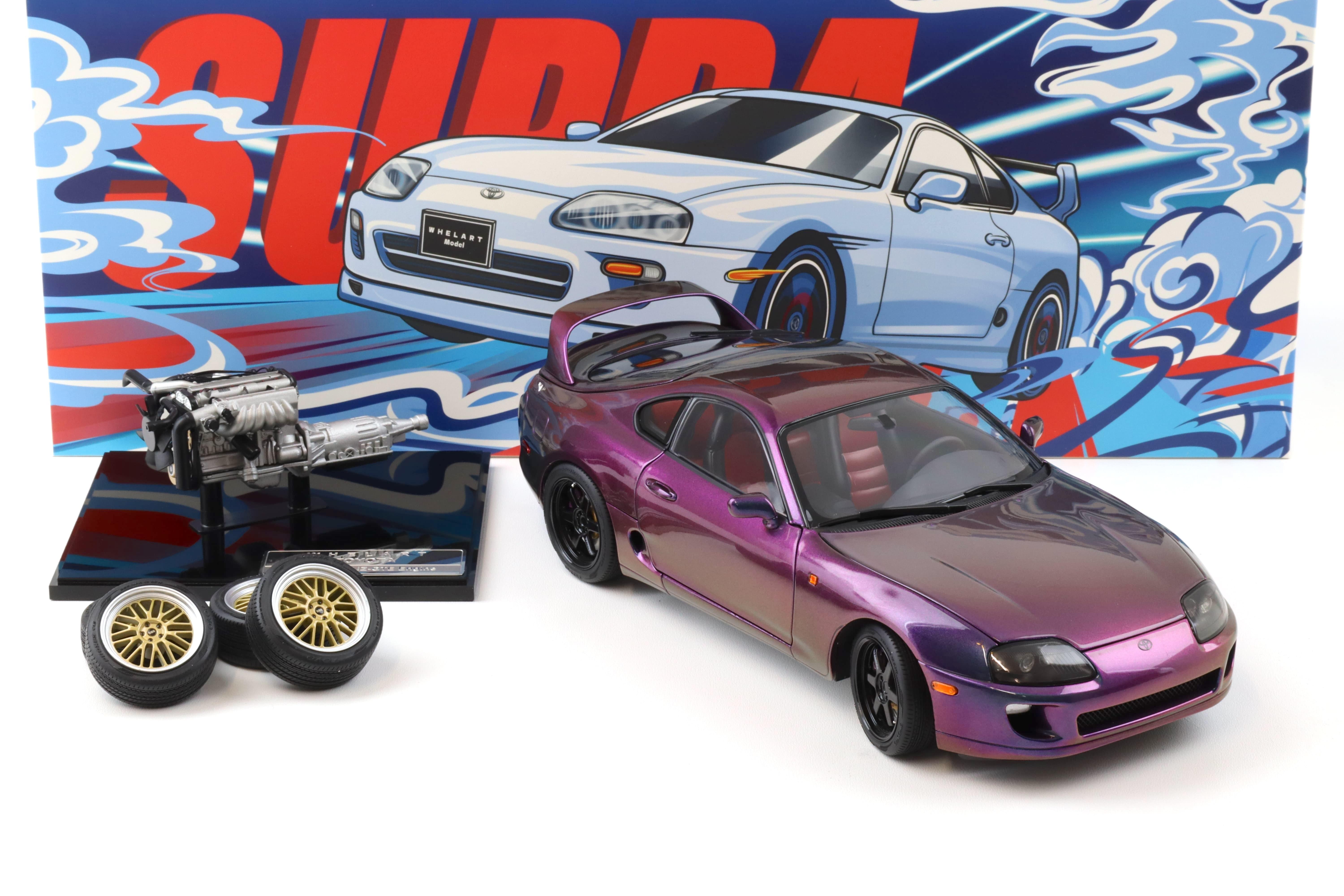 1:18 WHELART Toyota Supra A80 Coupe Midnight purple LHD with engine + wheels