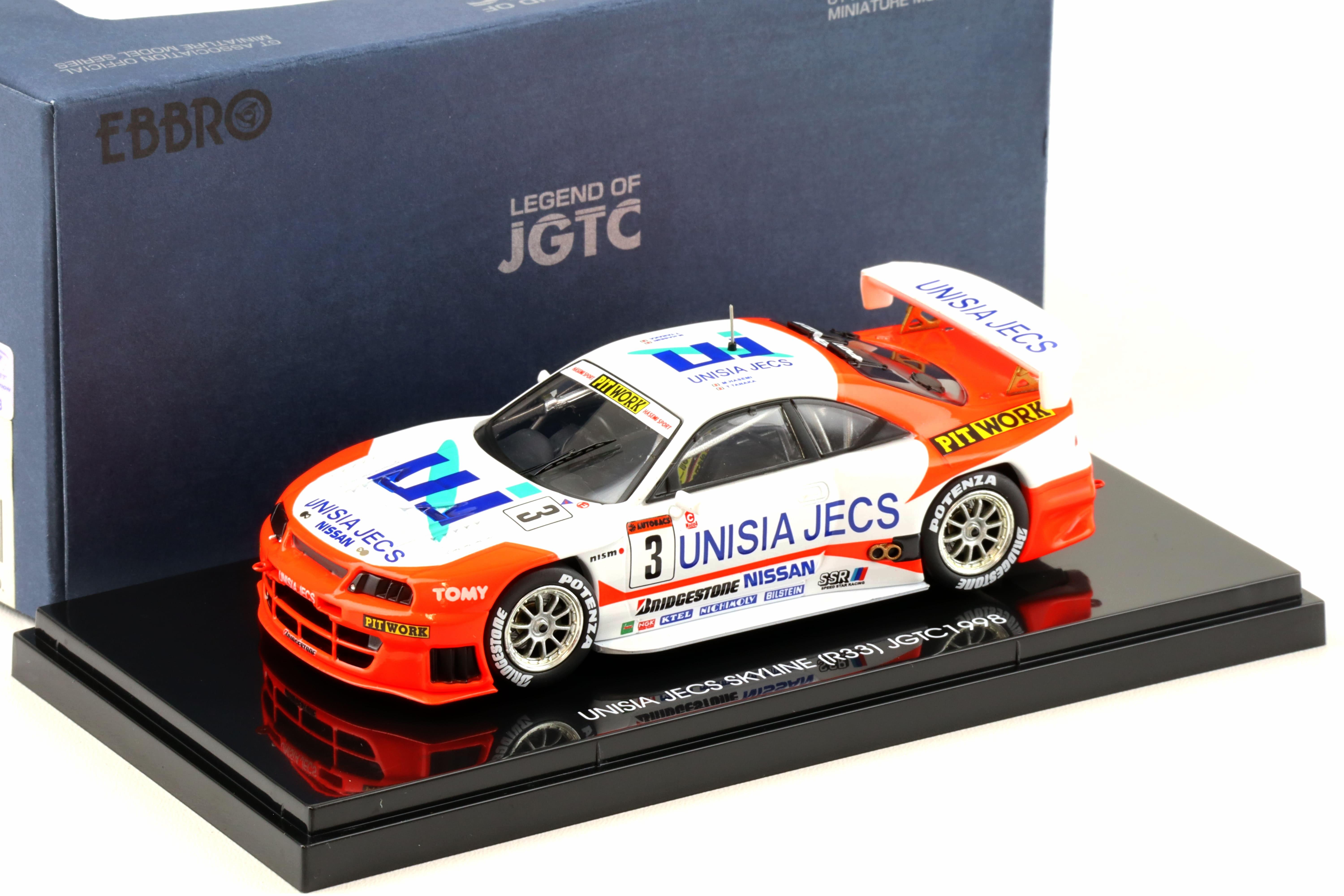 1:43 Ebbro Nissan Skyline R33 UNISIA JECS SKYLINE JGTC 1998 #3 white