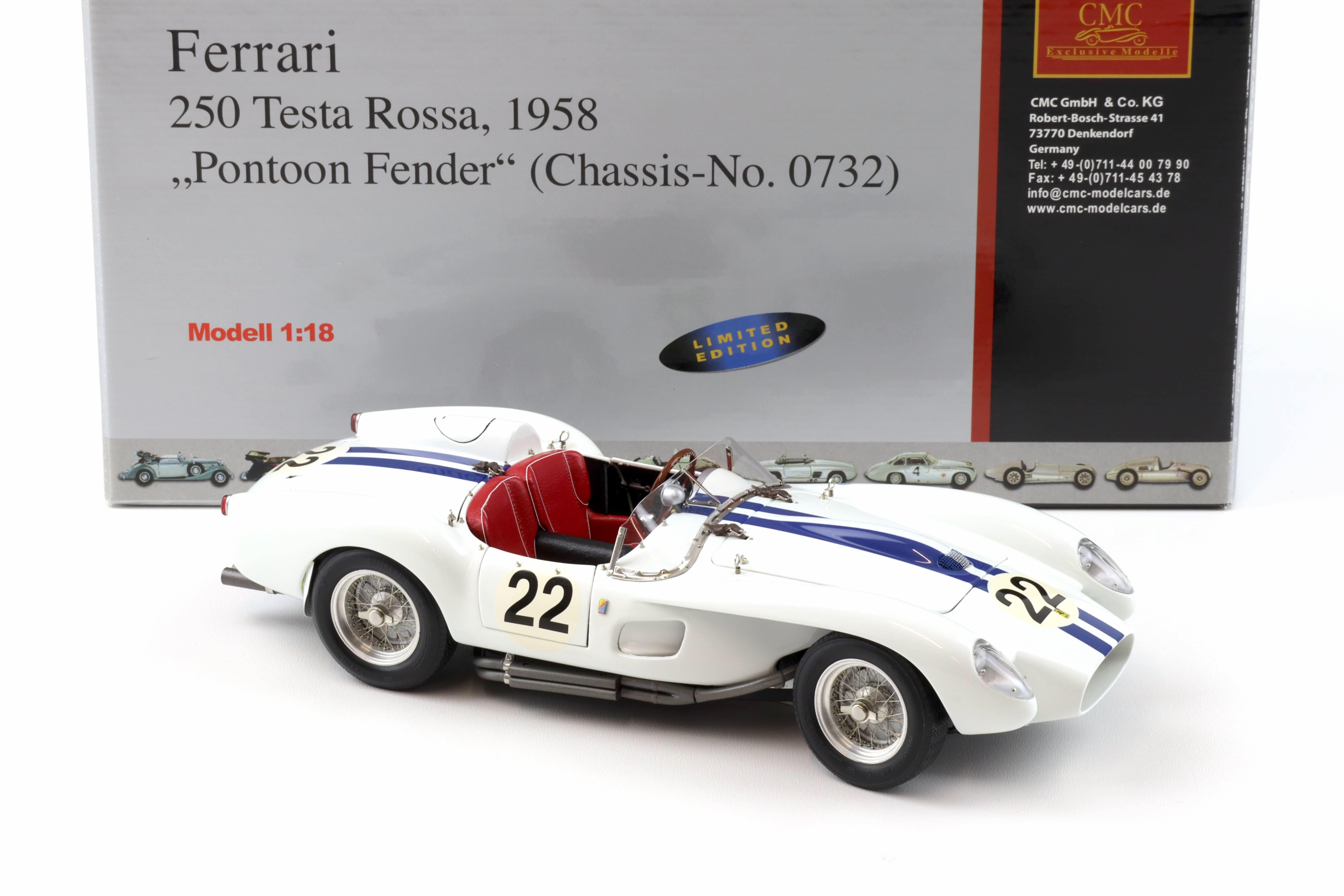 1:18 CMC Ferrari 250 Testa Rossa 1958 Pontoon Fender #22 white M-080