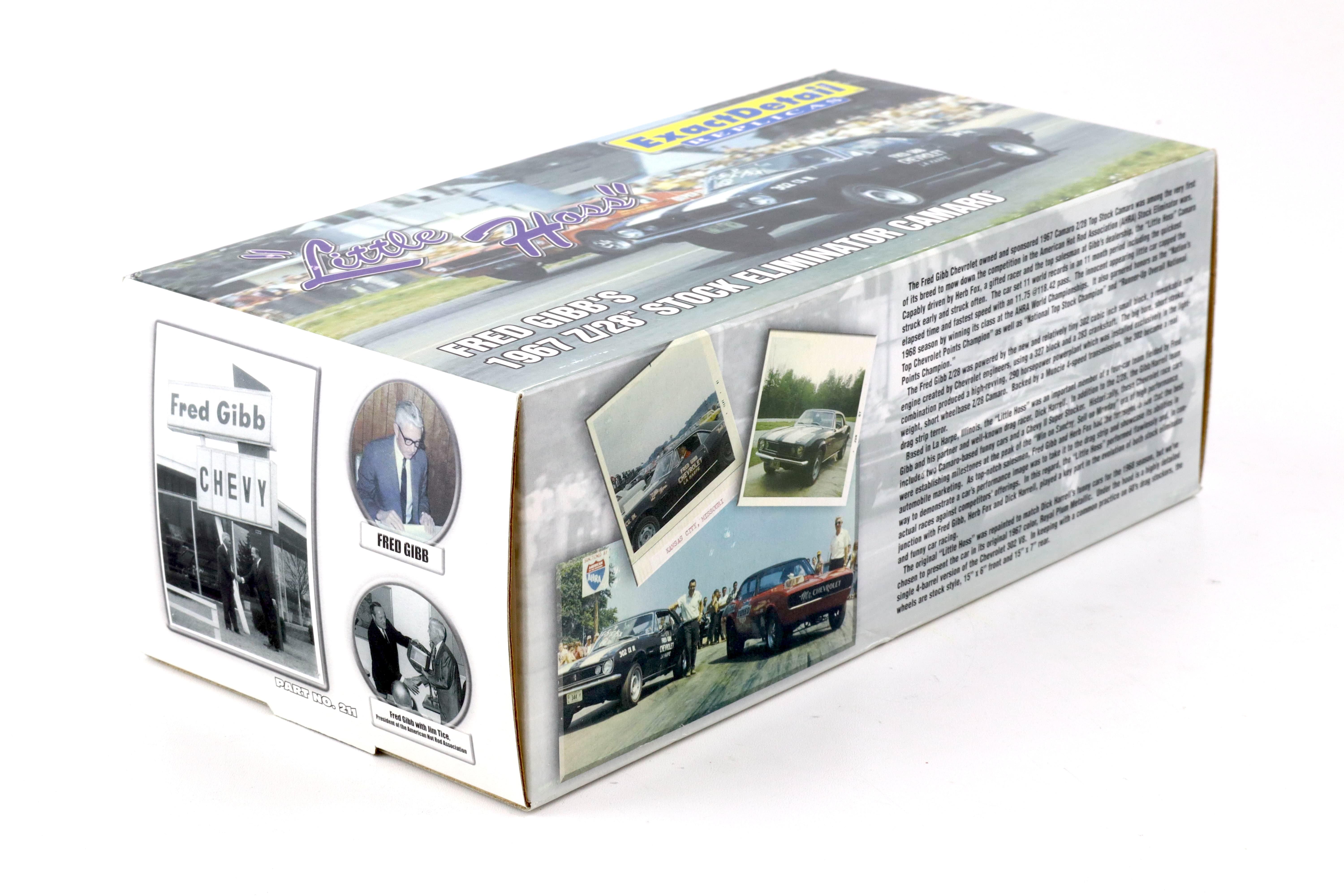 1:18 Exact Detail FRED GIBB's 1967 Chevrolet Camaro Z/28 Stock Eliminator WCC211