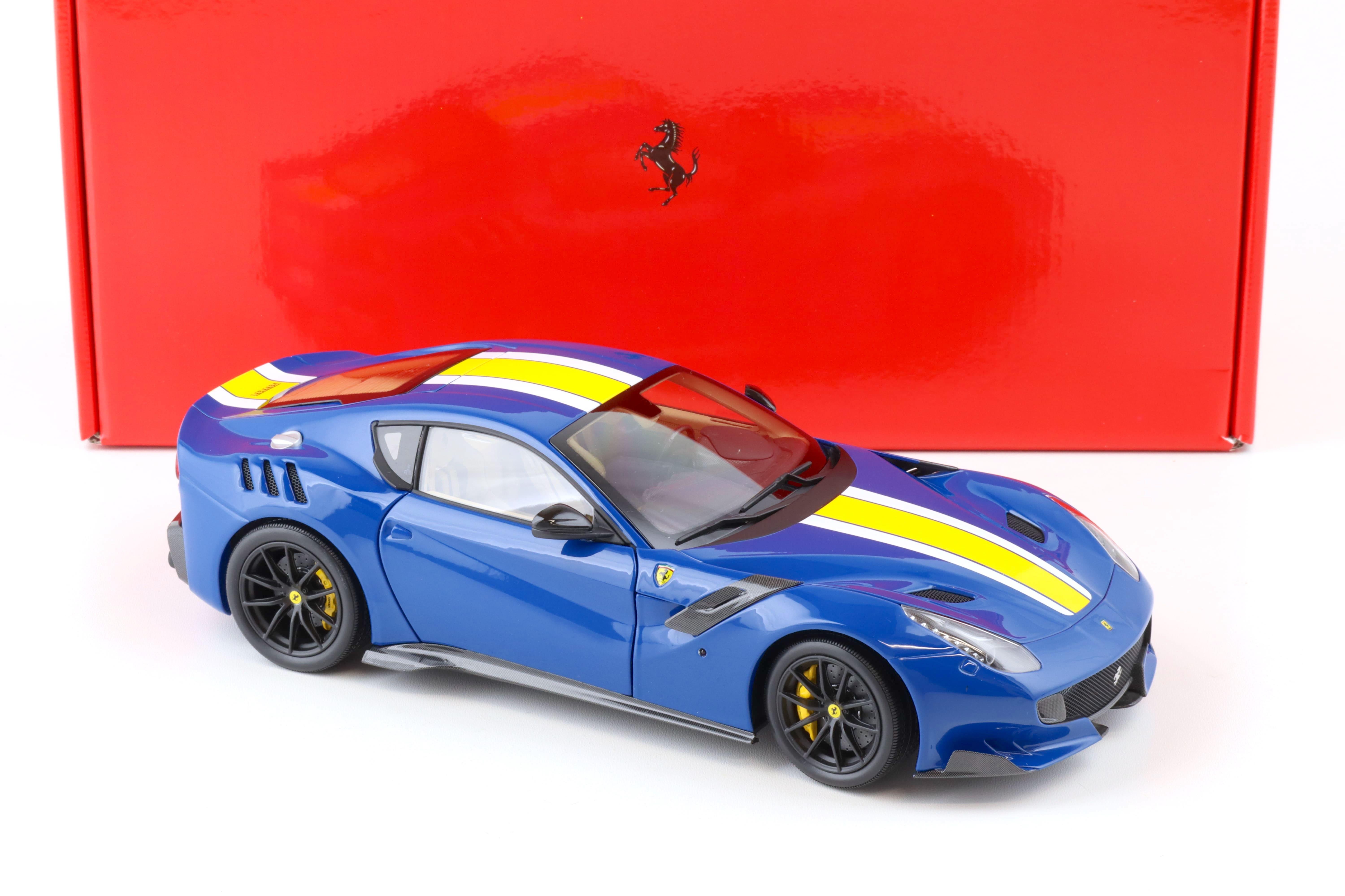 1:18 BBR Ferrari F12 TDF Azzurro Dino blue / white + yellow stripe Diecast