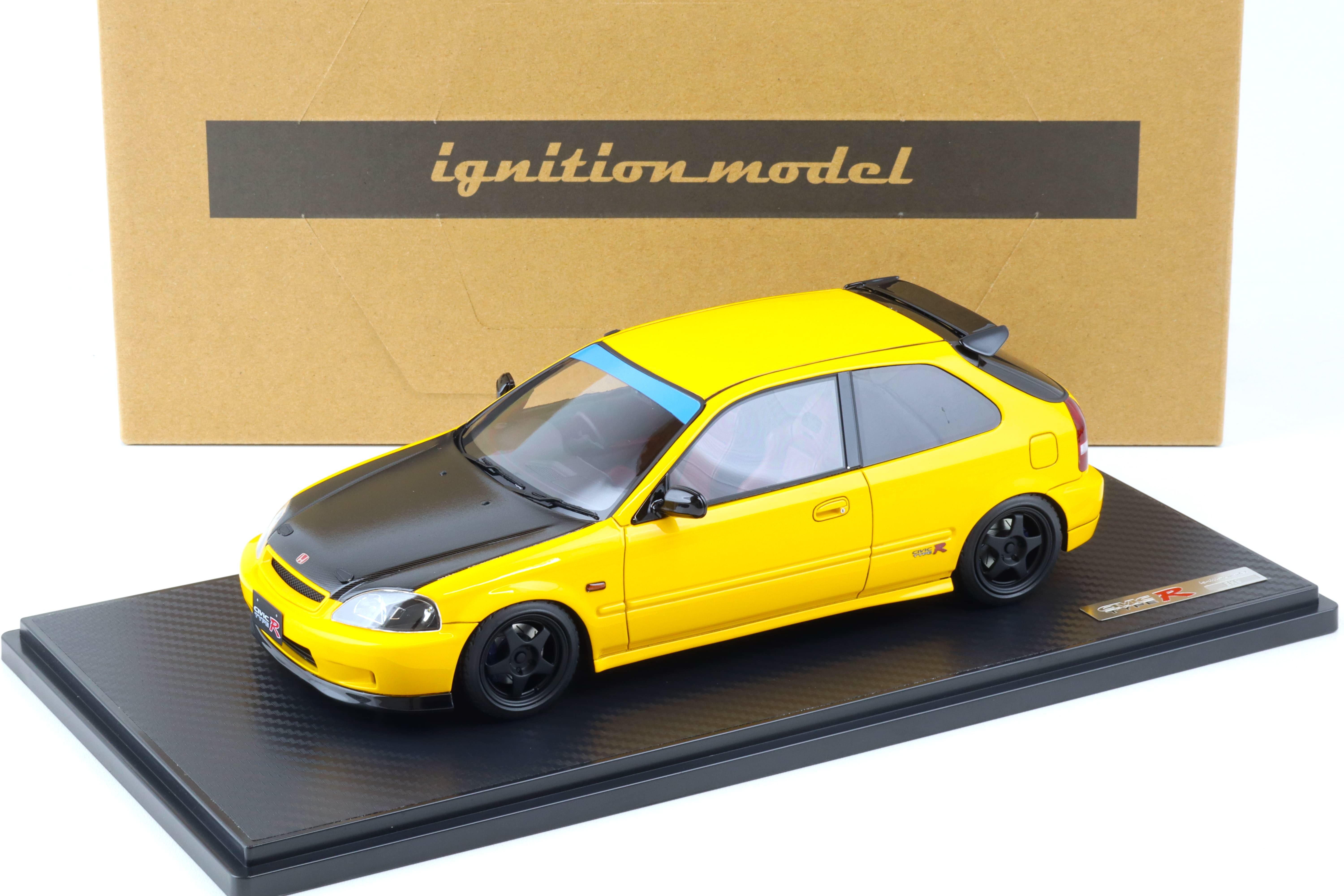 1:18 Ignition Model IG2676 Honda Civic (EK9) Type R yellow/ Carbon bonnet
