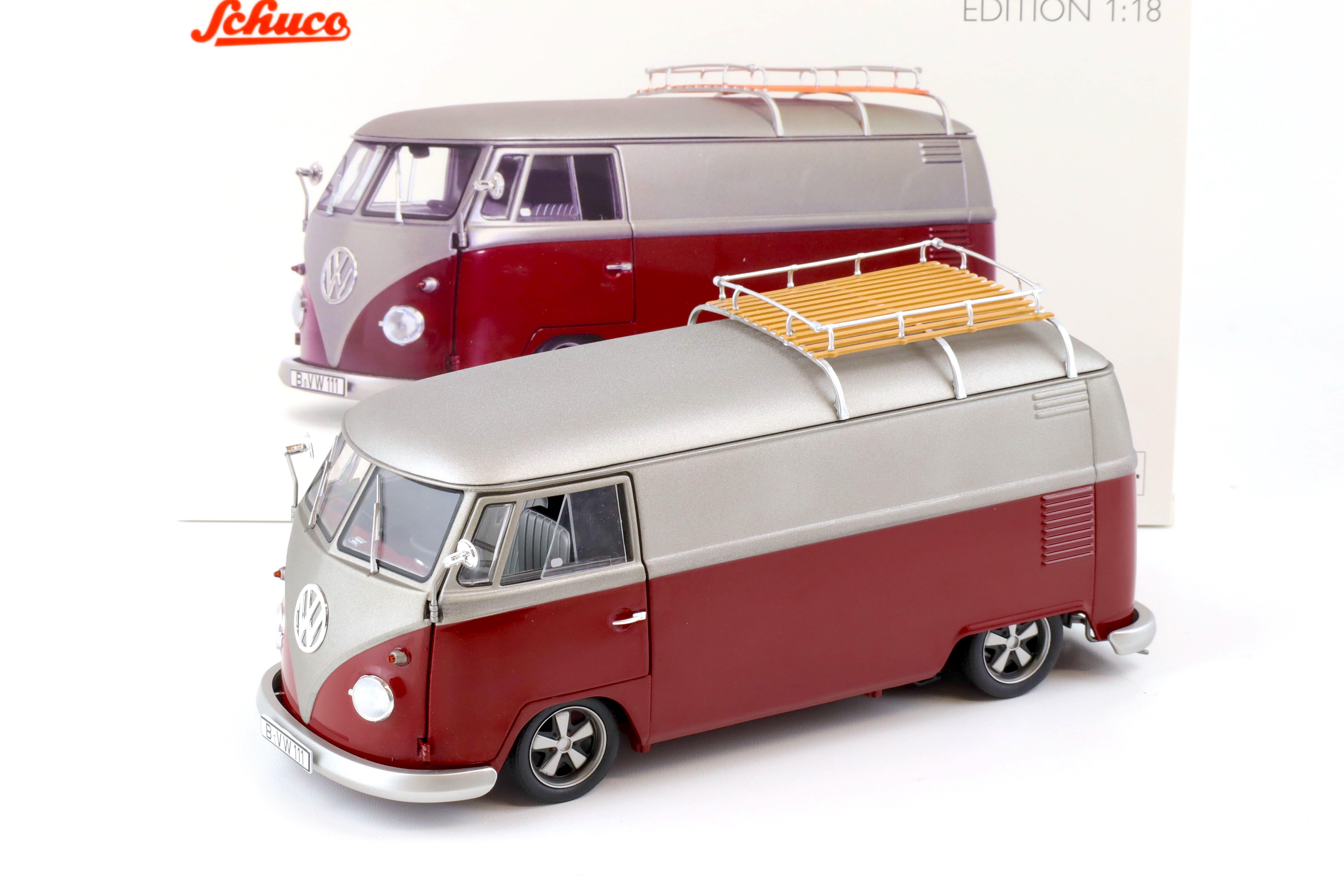 1:18 Schuco VW T1 Lowrider Bus red/ matt silver-grey 450045600