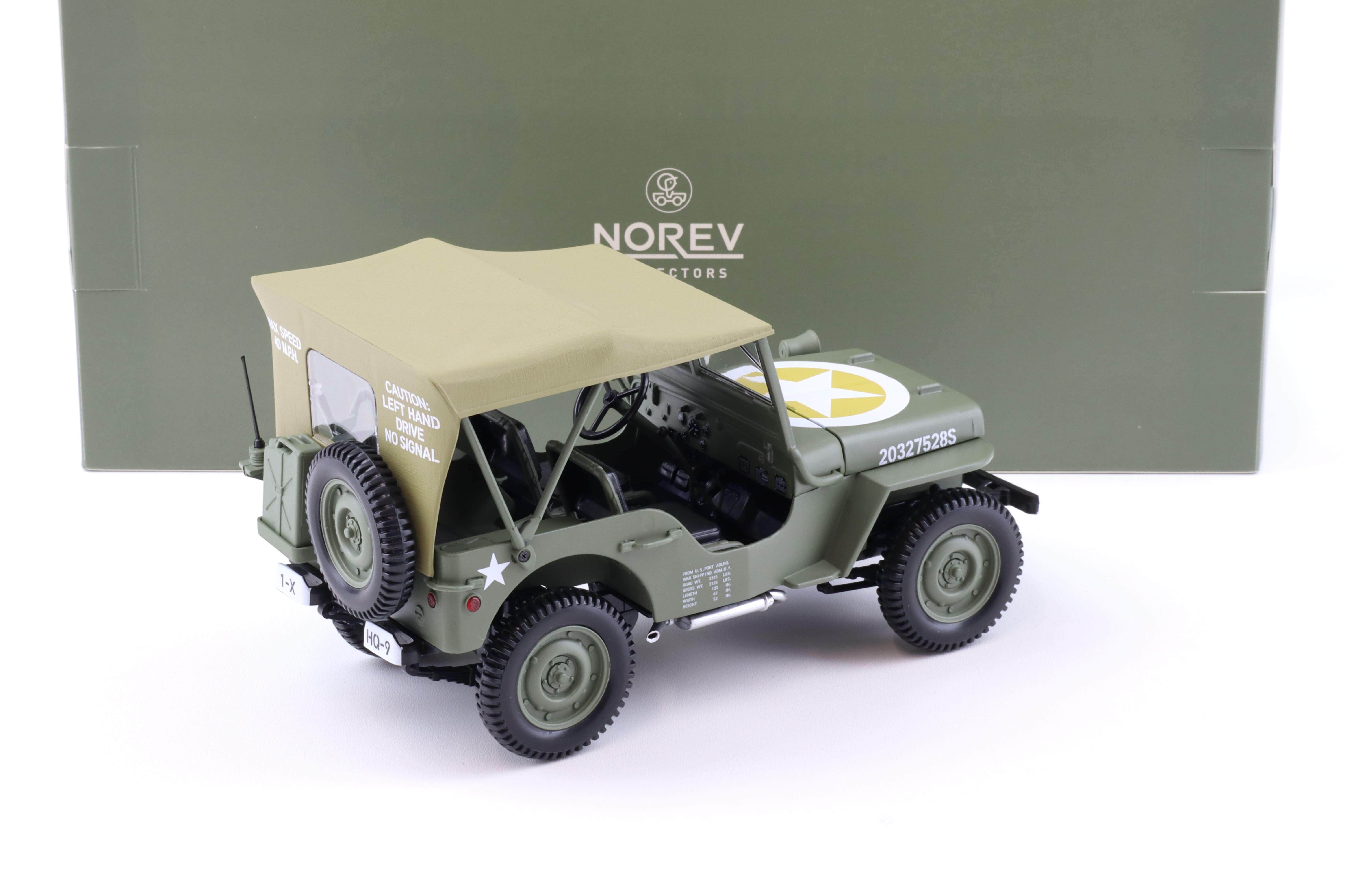 1:18 Norev Jeep Willys Army 1944 1st Div Inf HQ green  - Limited 200 pcs.