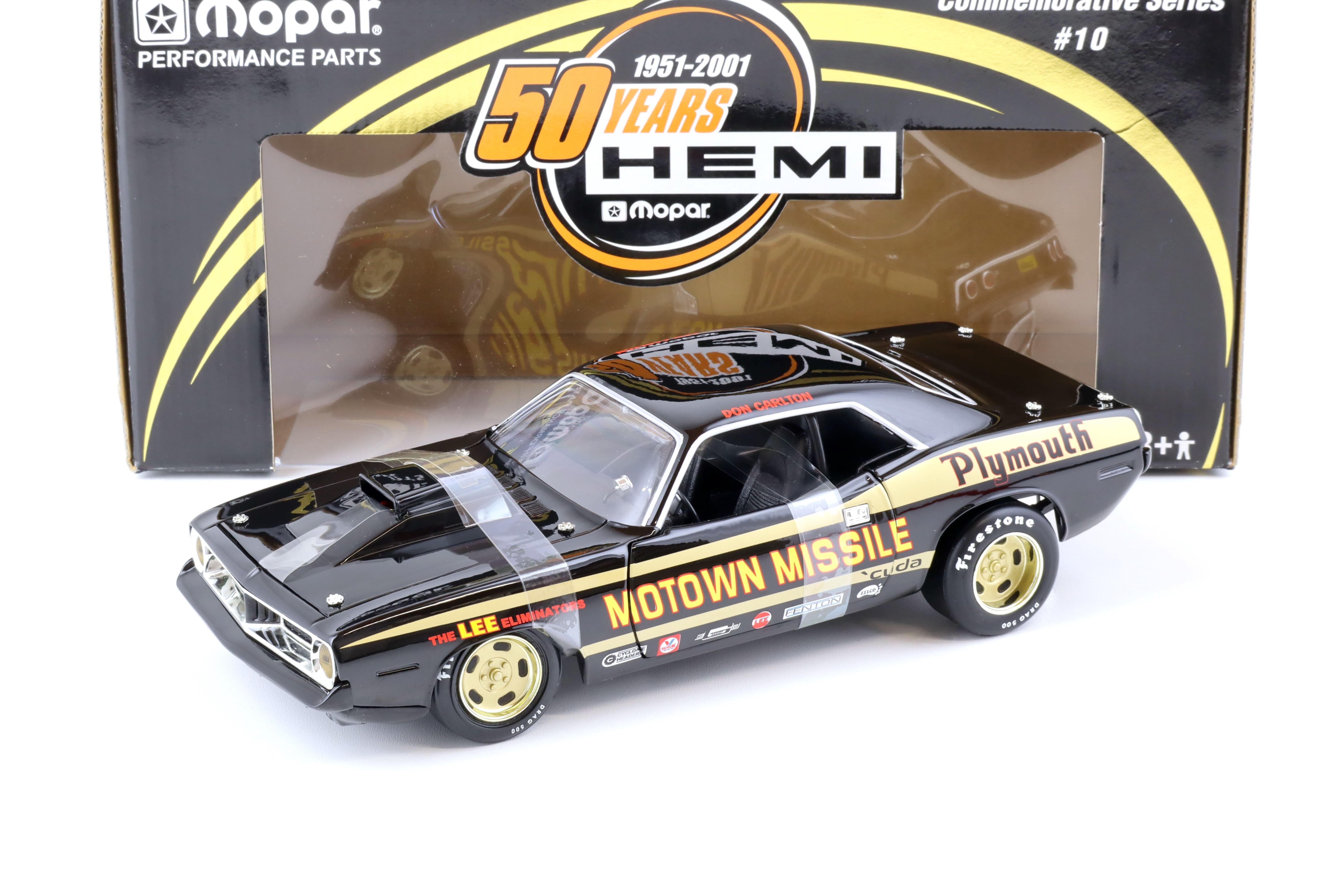 1:18 ERTL Collectibles 1972 Plymouth Barracuda Motown Missile black / gold