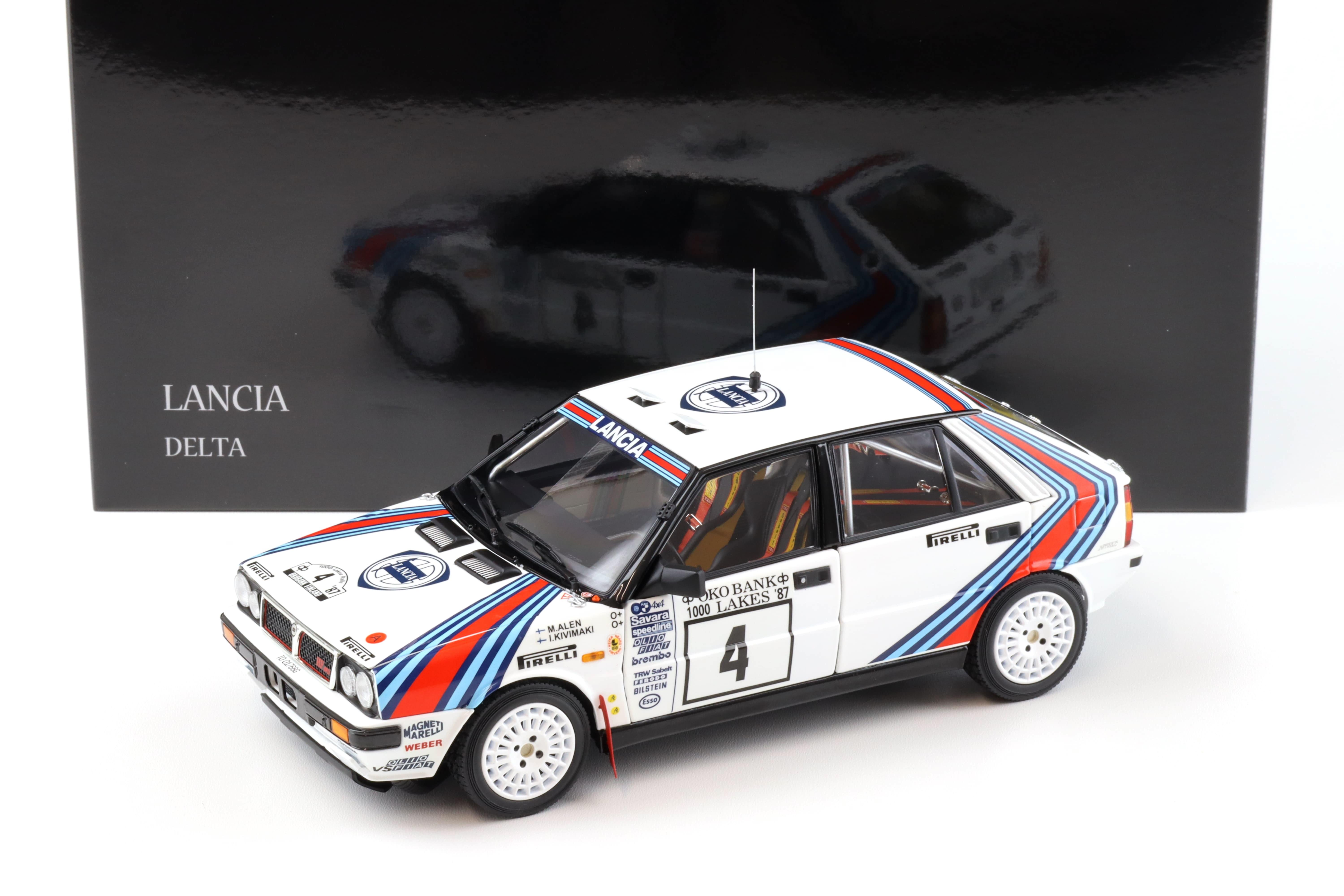 1:18 Kyosho Lancia Delta HF 4WD 1987 Rallye 1000 Lakes #4 Alen/ Kivimaki 08960B