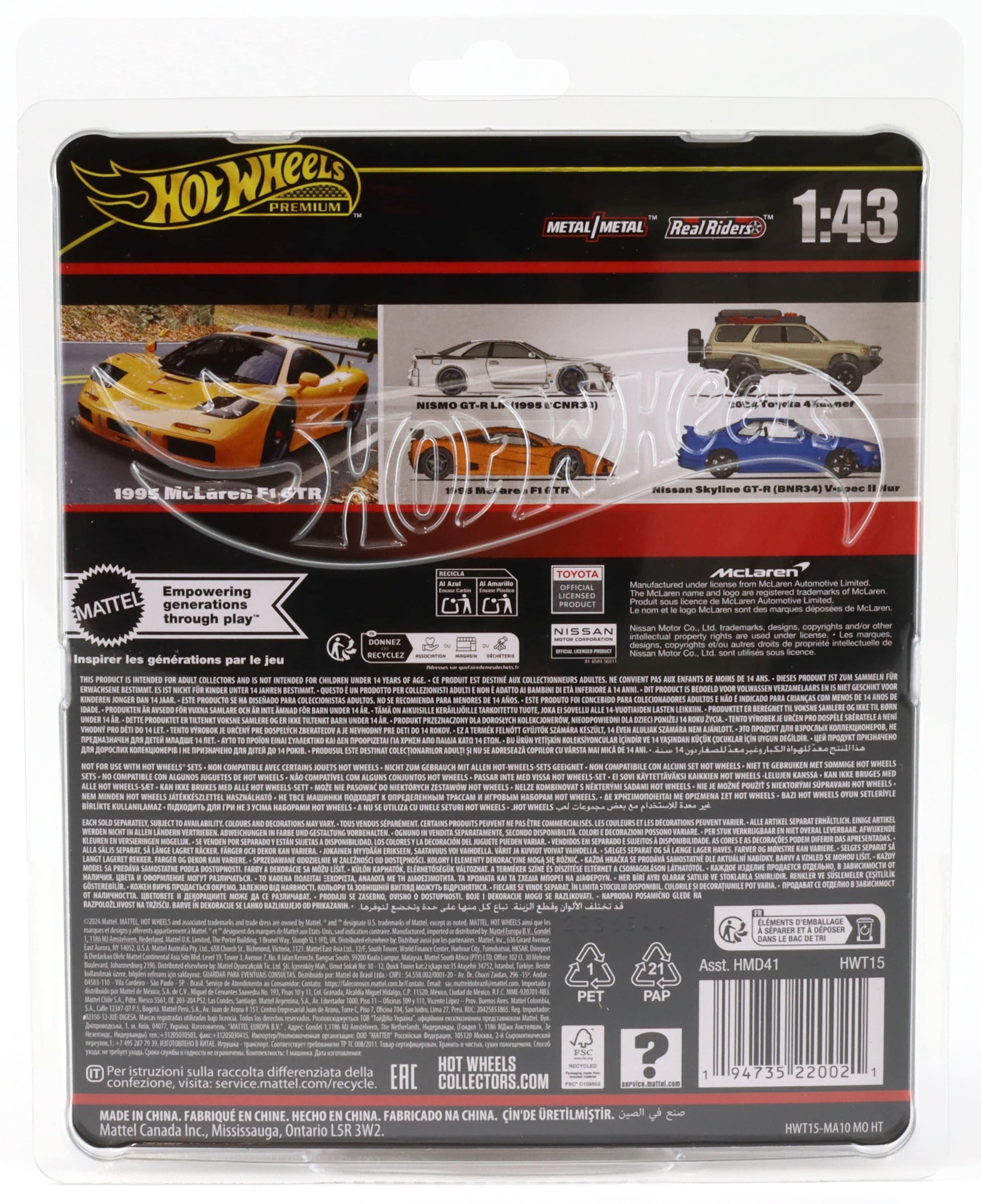 1:43 Hot Wheels Premium 2024 Real Riders HWT15 - 1995 McLaren F1 GTR orange