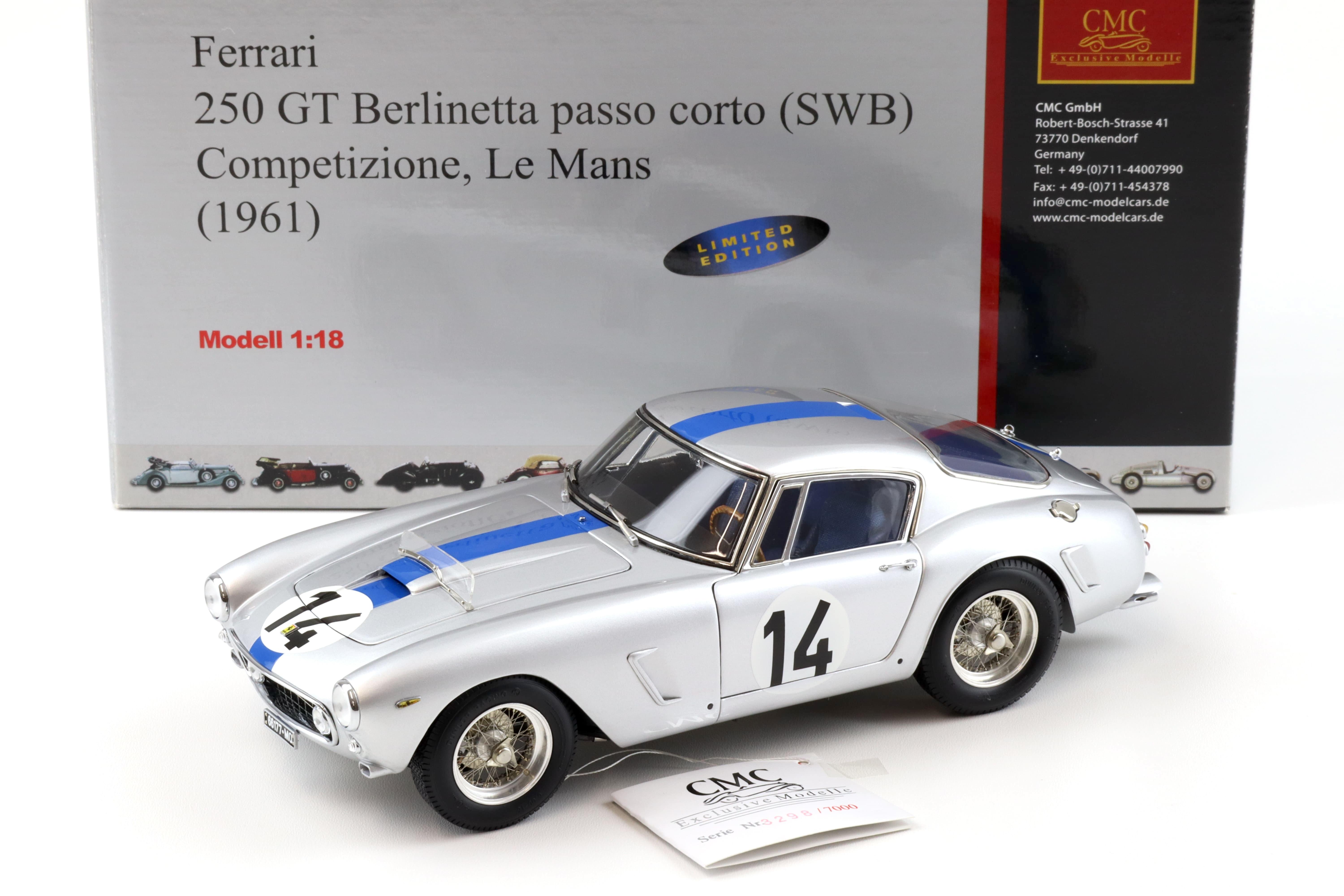 1:18 CMC Ferrari 250 GT Berlinetta passo corto SWB Competizione 1961 Le Mans M-079