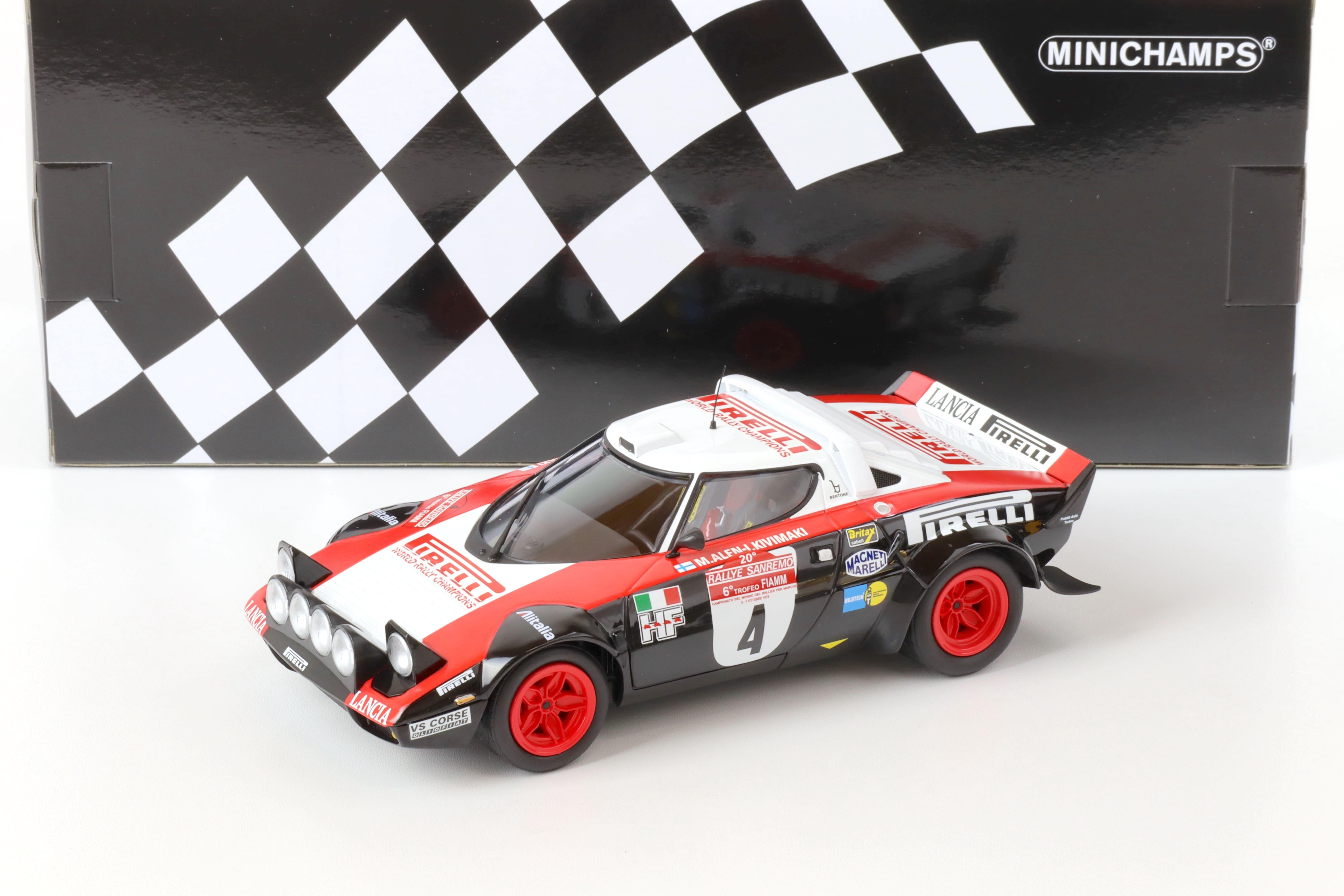 1:18 Minichamps Lancia Stratos Pirelli Alen/ Kivimäki #4 Winner Rally Sanremo 1978
