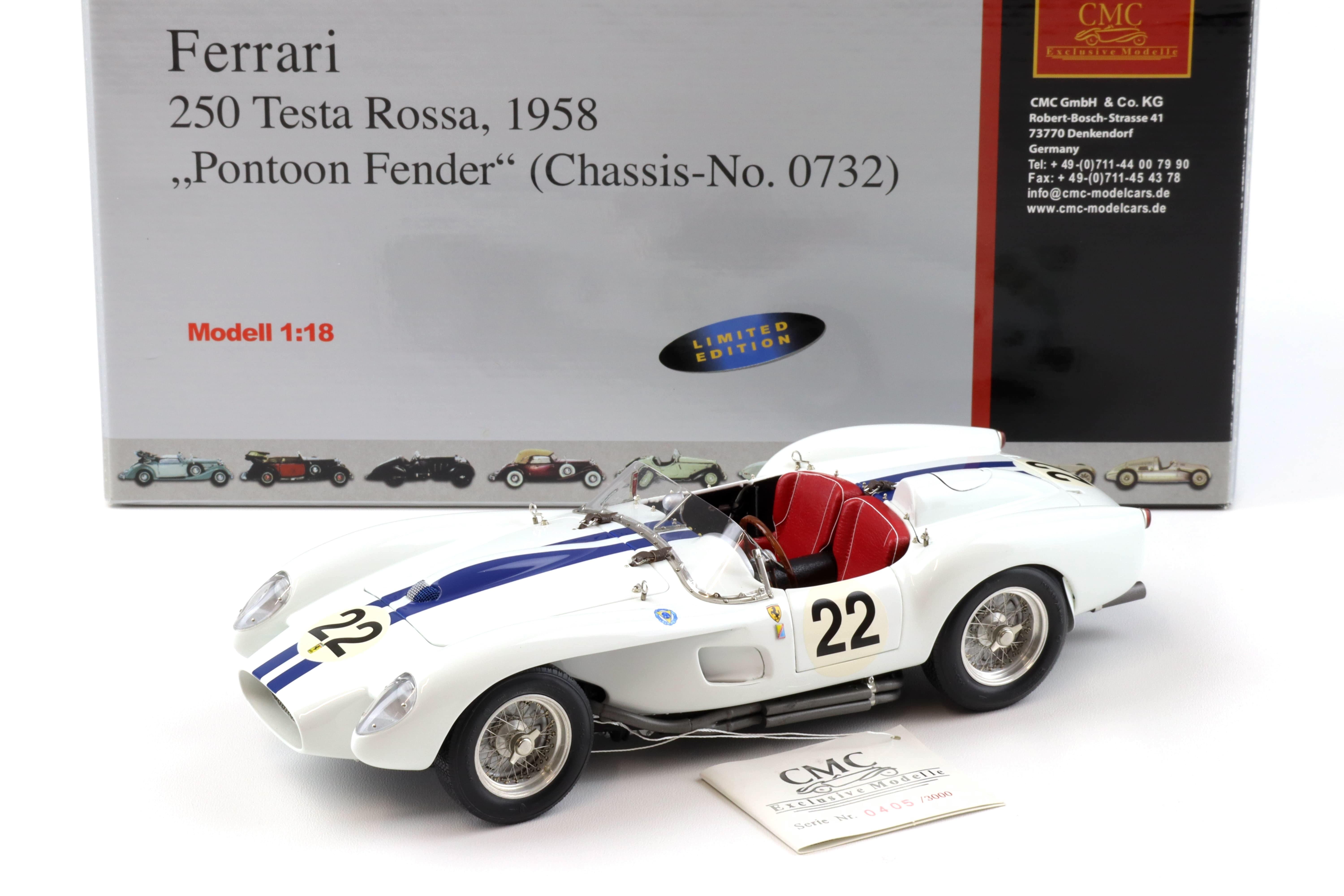 1:18 CMC Ferrari 250 Testa Rossa 1958 Pontoon Fender #22 white M-080