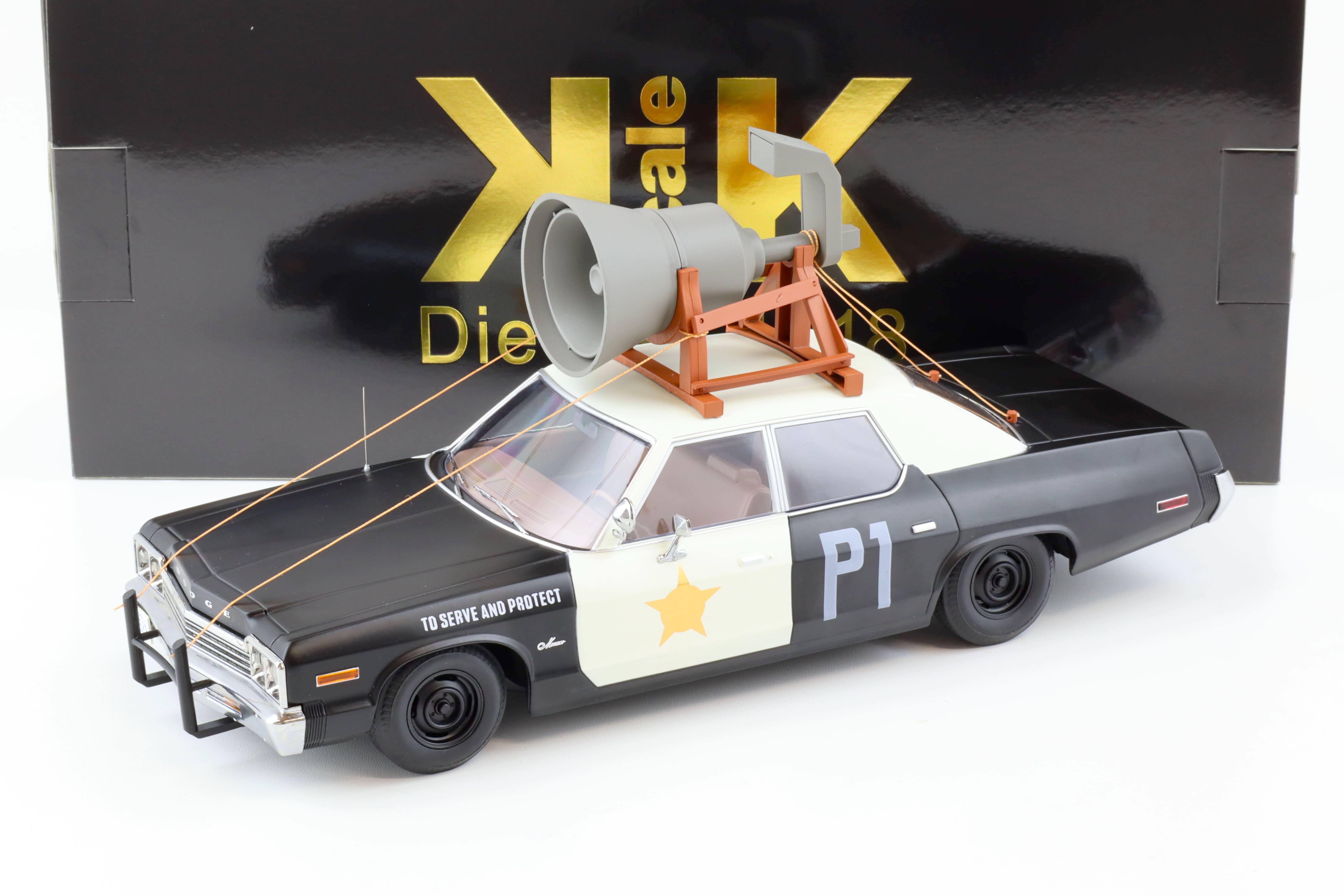 1:18 KK-Scale 1974 Dodge Monaco Sedan Blues Brothers Bluesmobile with Speaker