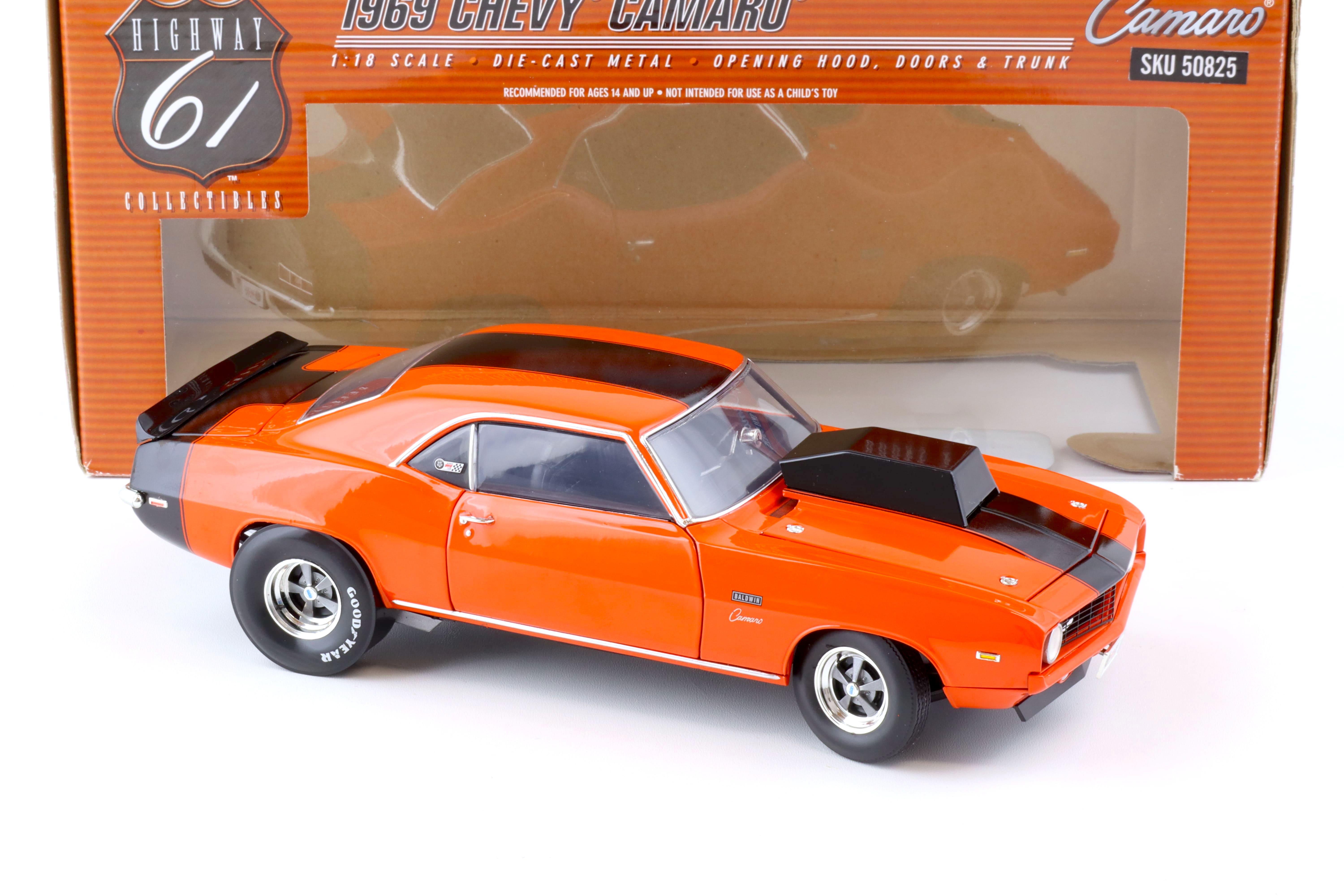 1:18 Highway61 Baldwin Motion 1969 Chevrolet Camaro Pro Stock hugger orange