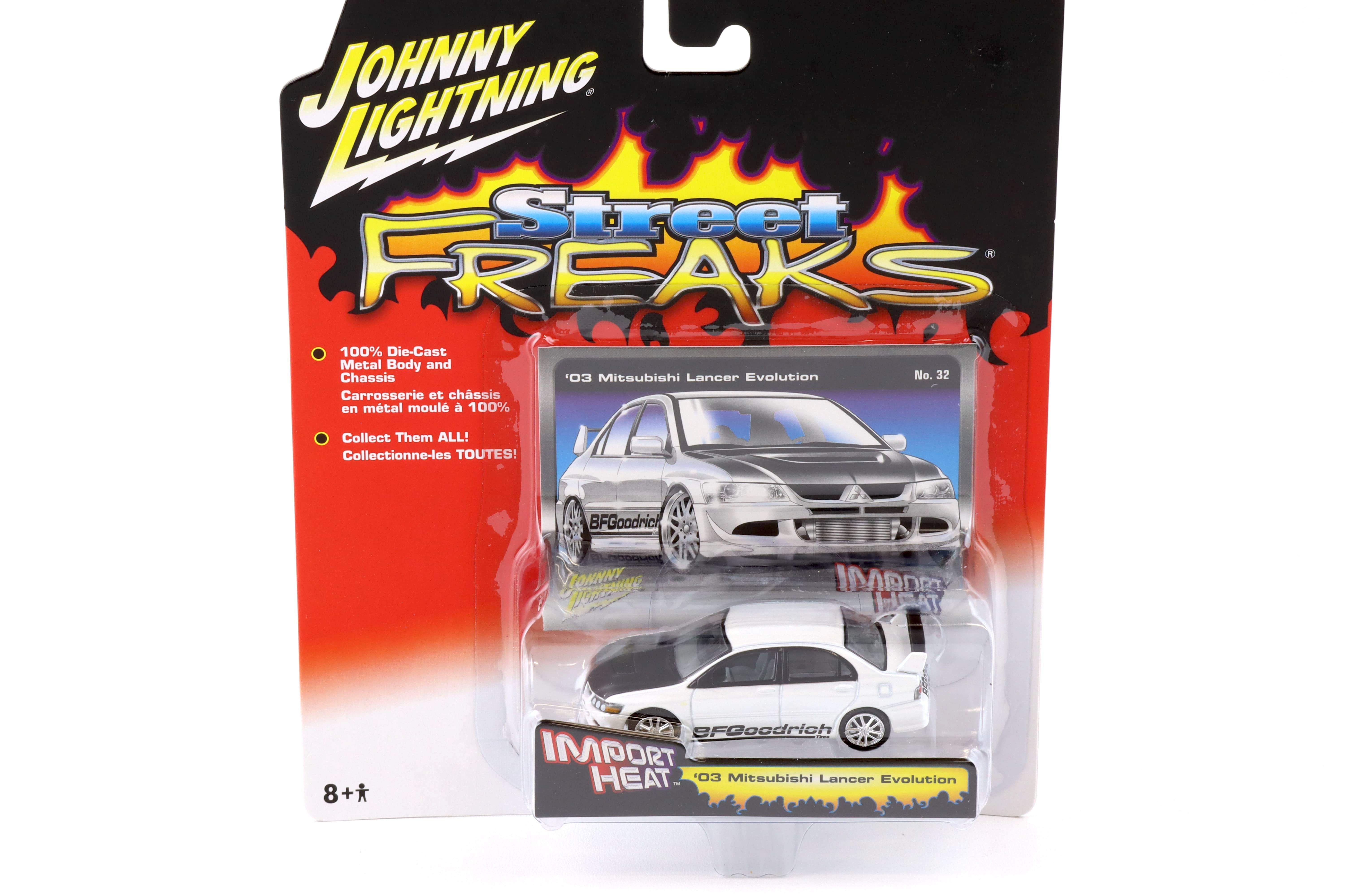 1:64 Johnny Lightning Street Freaks 50301B Import Heat 2003 Mitsubishi Lancer Evolution white