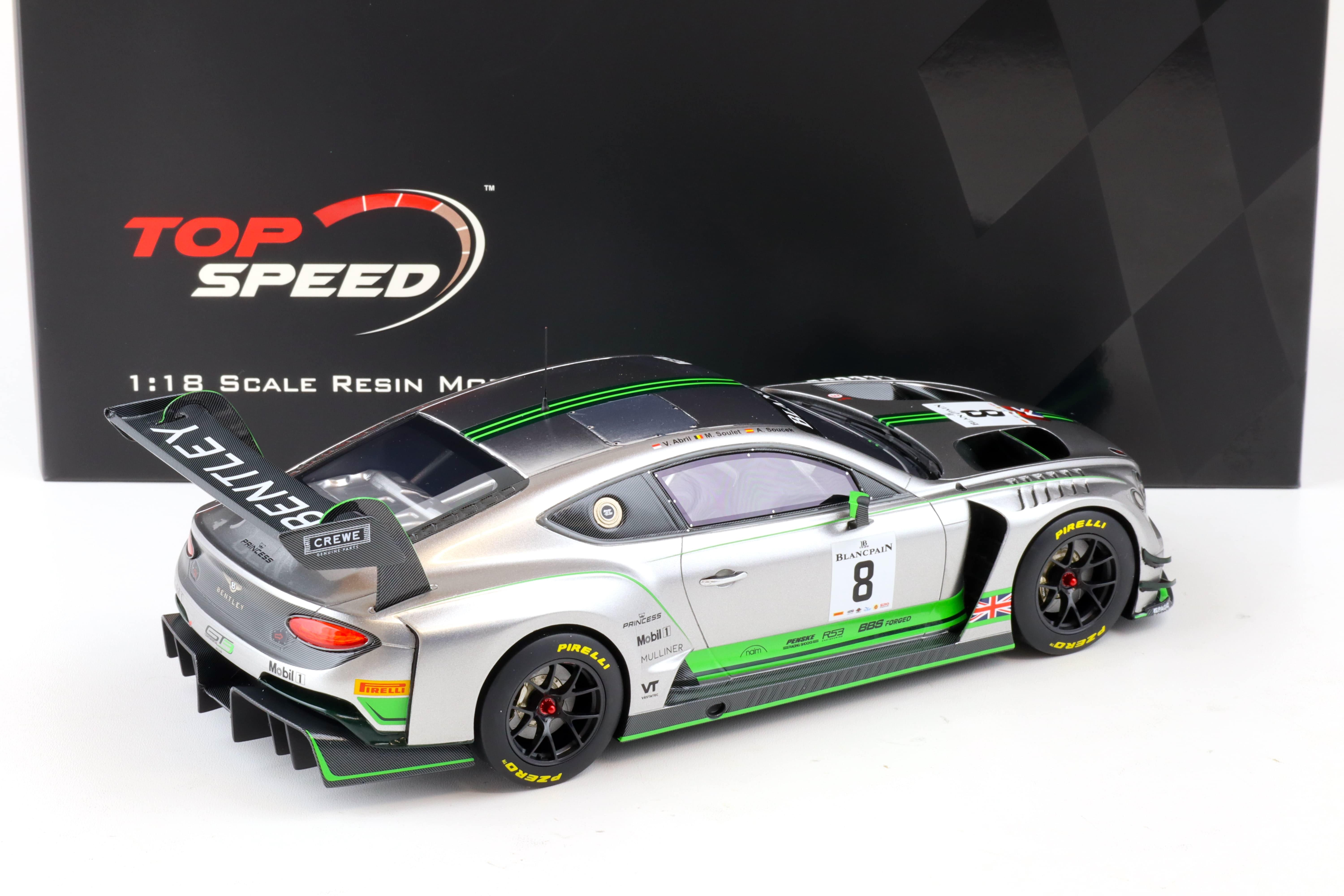 1:18 Top Speed Bentley Continental GT3 #8 Blancpain GT Series Monza 2018 TS0244