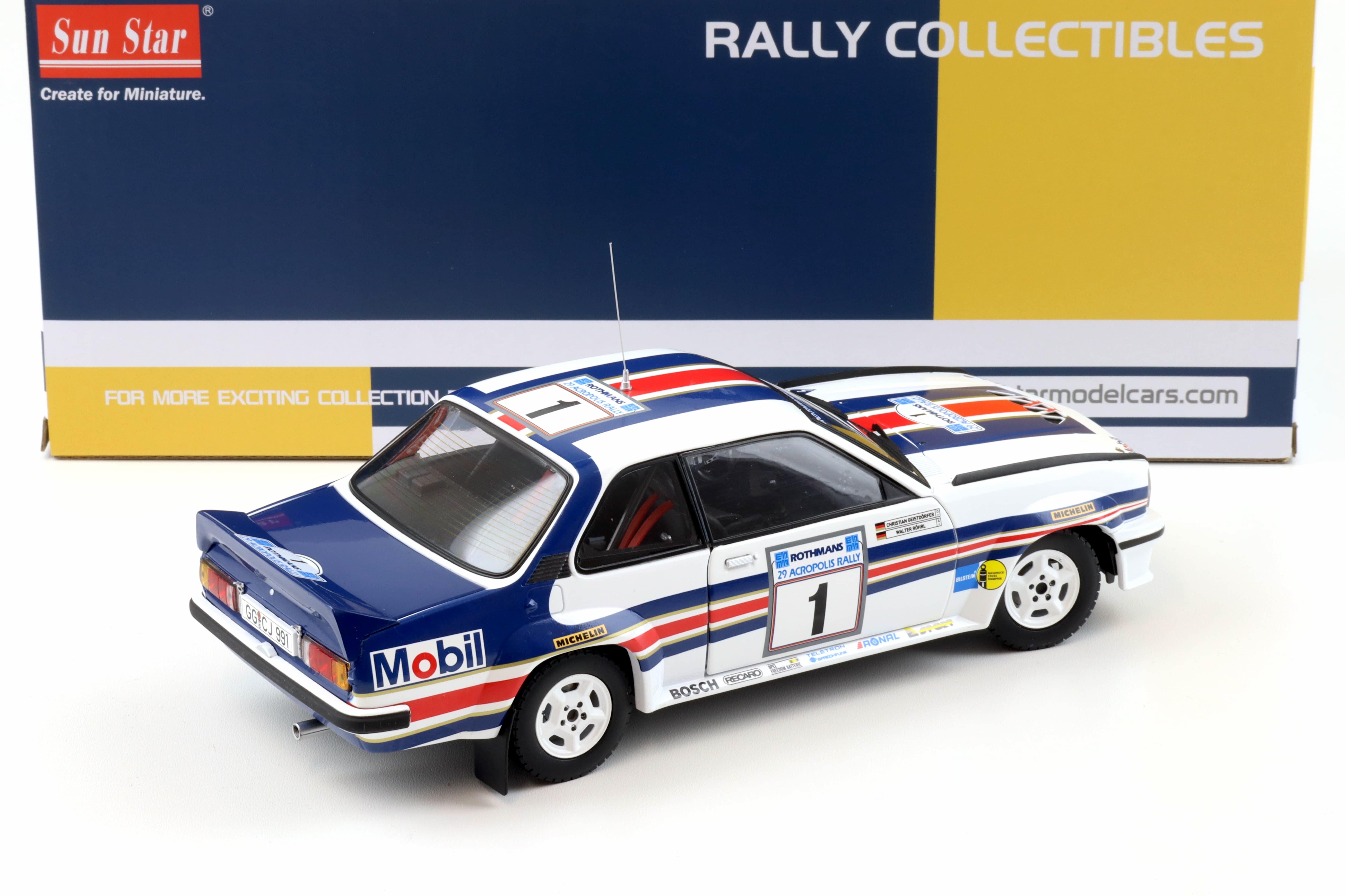 1:18 Sun Star Opel Ascona 400 Rally 2nd Rothmans Acropolis 1982 World Champ Röhrl/ Geistdörfer