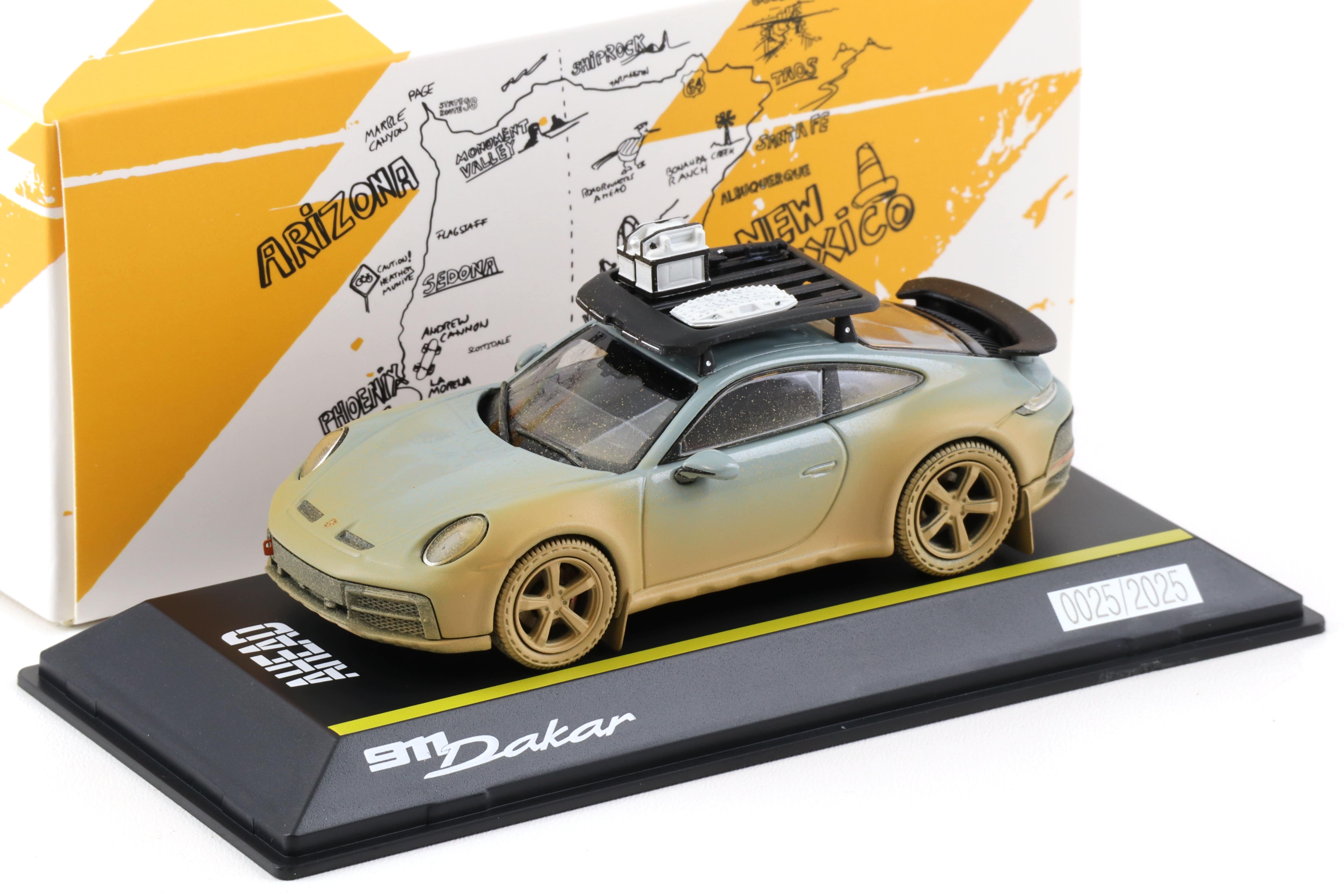 1:43 Spark Porsche 911 (992) Dakar AHEAD Shade green Dirty Version WAP DEALER