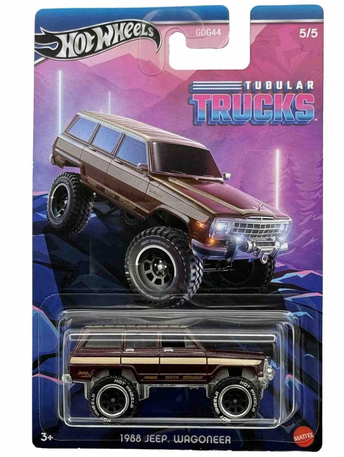 1:64 Hot Wheels 2024 Tubular Trucks GDG44-977G 1988 Jeep Wagoneer brown