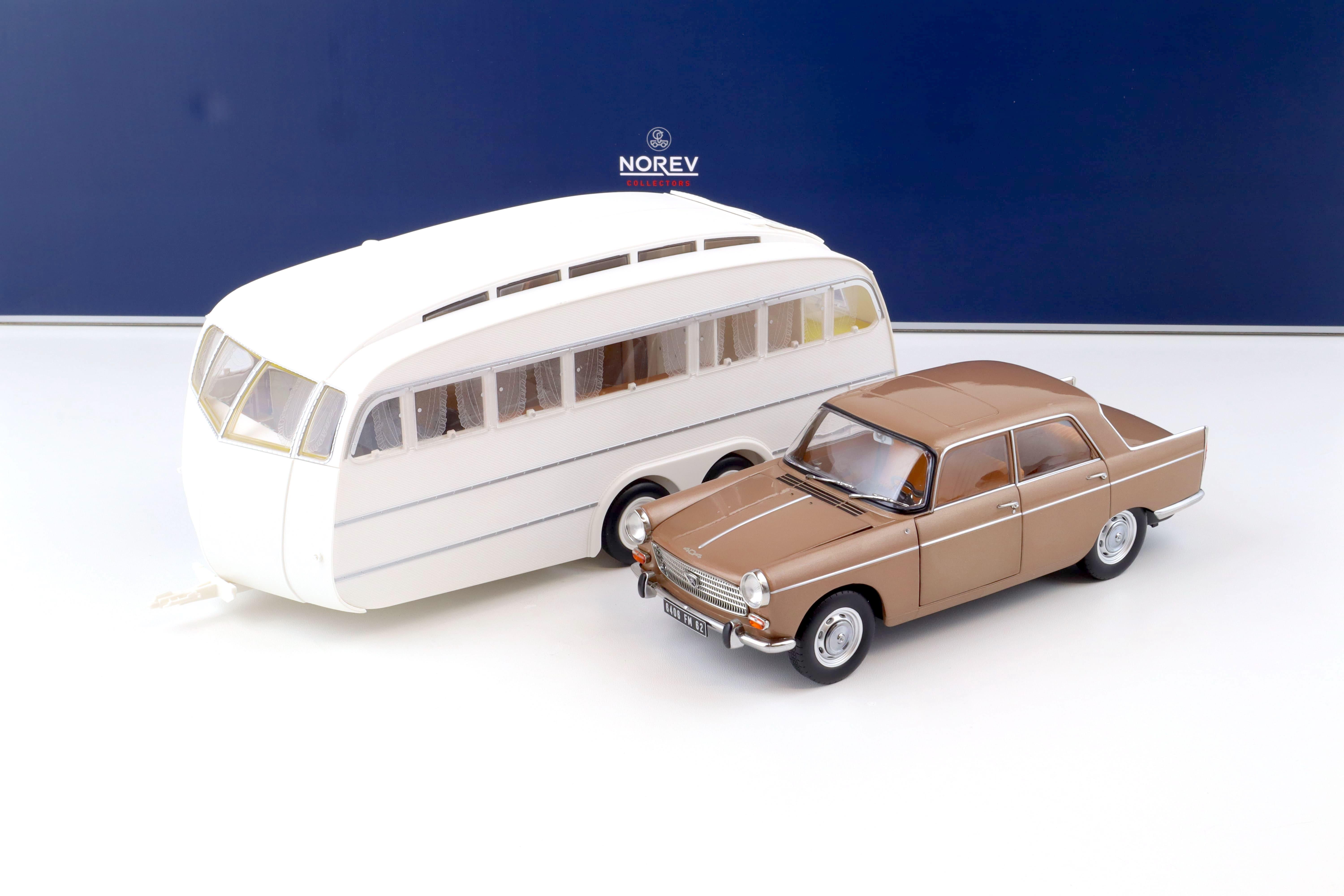 1:18 Norev Peugeot 404 Sedan 1965 brown metallic with Caravan Henon white 184837