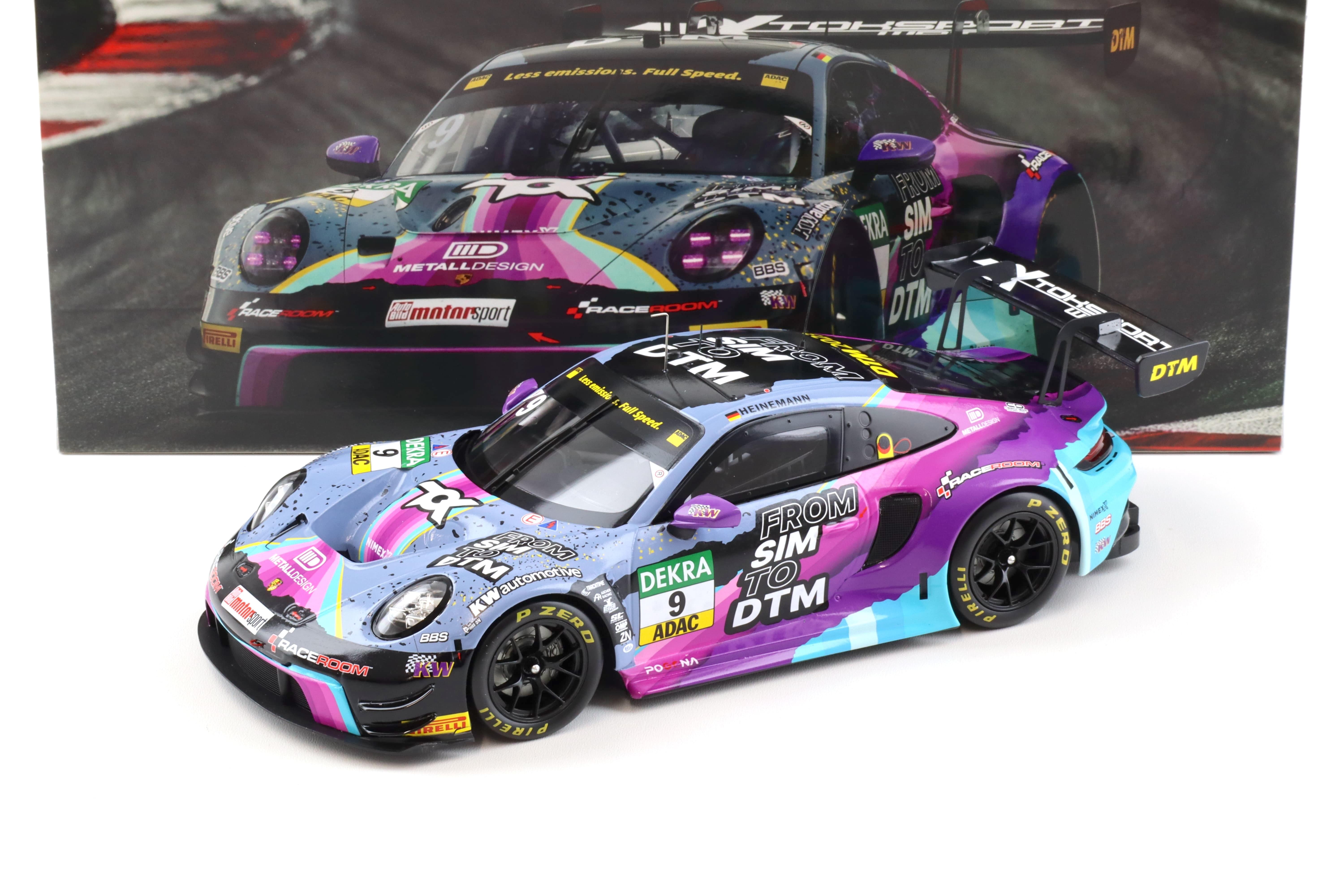 1:18 IXO Porsche 911 992 GT3 R #9 DTM 2023 Tim Heinemann From Sim to DTM