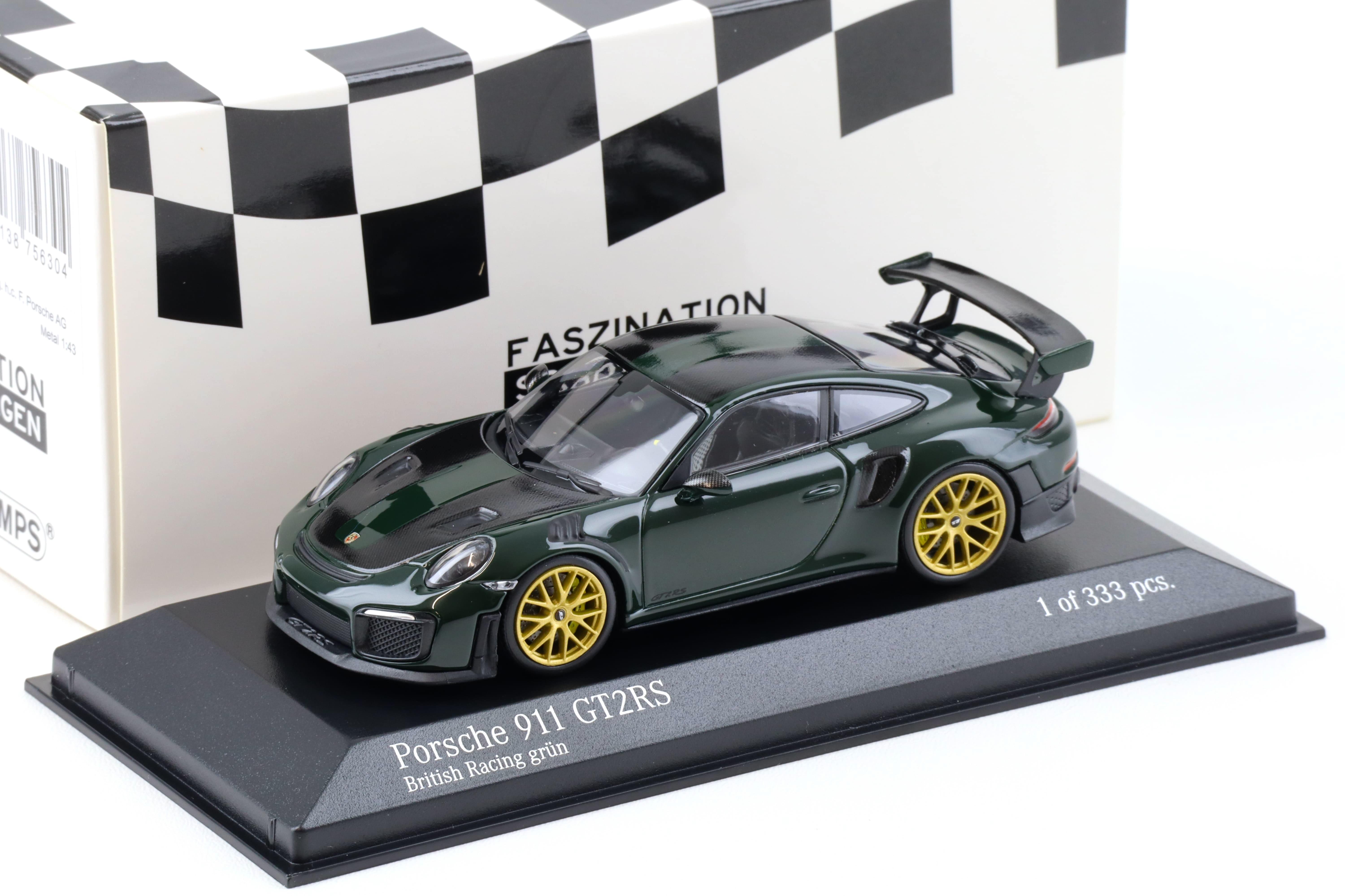 1:43 Minichamps Porsche 911 (991.II) GT2 RS British Racing green/ gold wheels