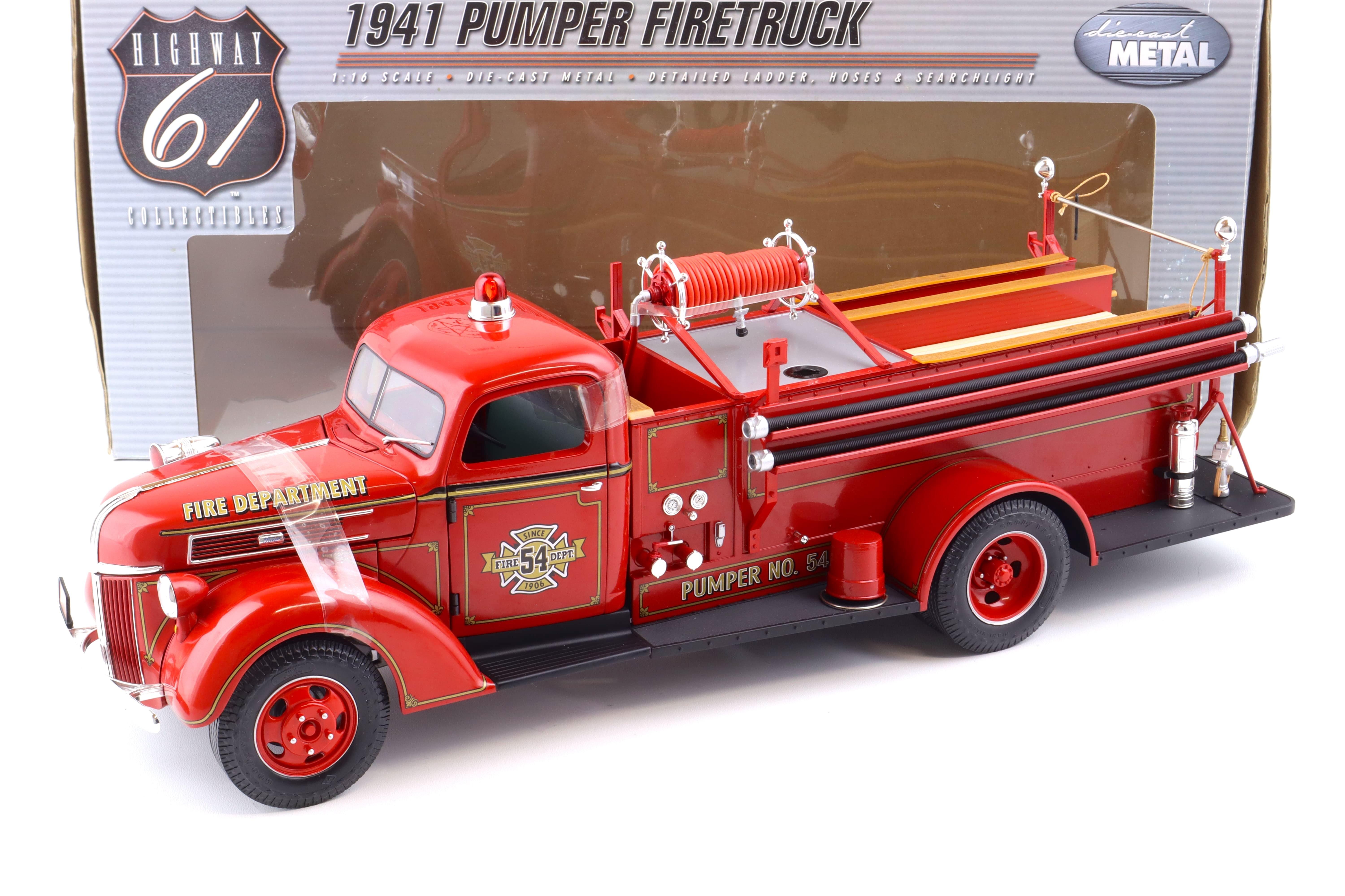 1:16/ 1:18 Highway61 Ford Pumper Firetruck 1941 red Fire Department 