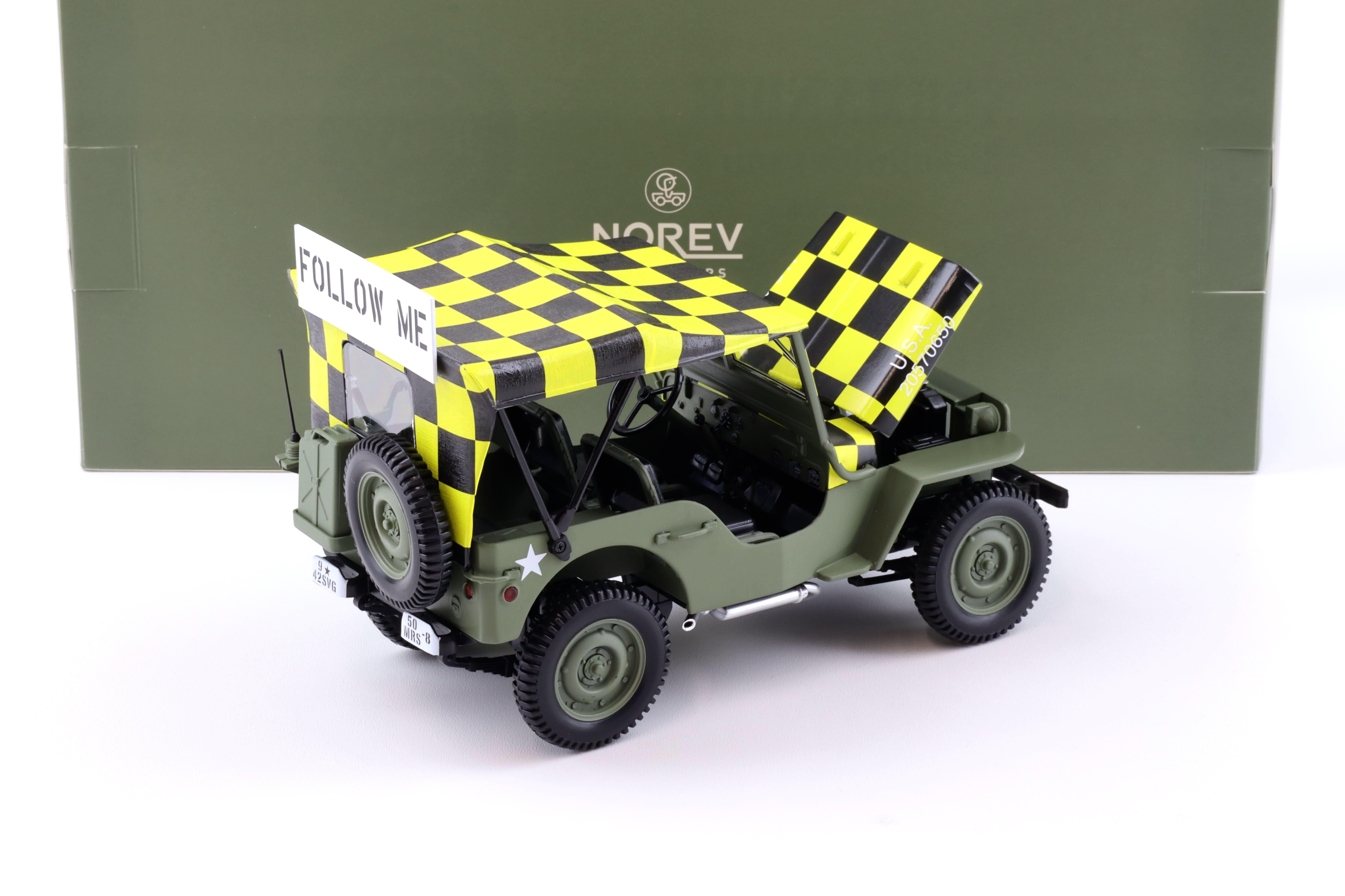 1:18 Norev Jeep Willys Army 1944 Follow Me green/ yellow - Limited 200 pcs.