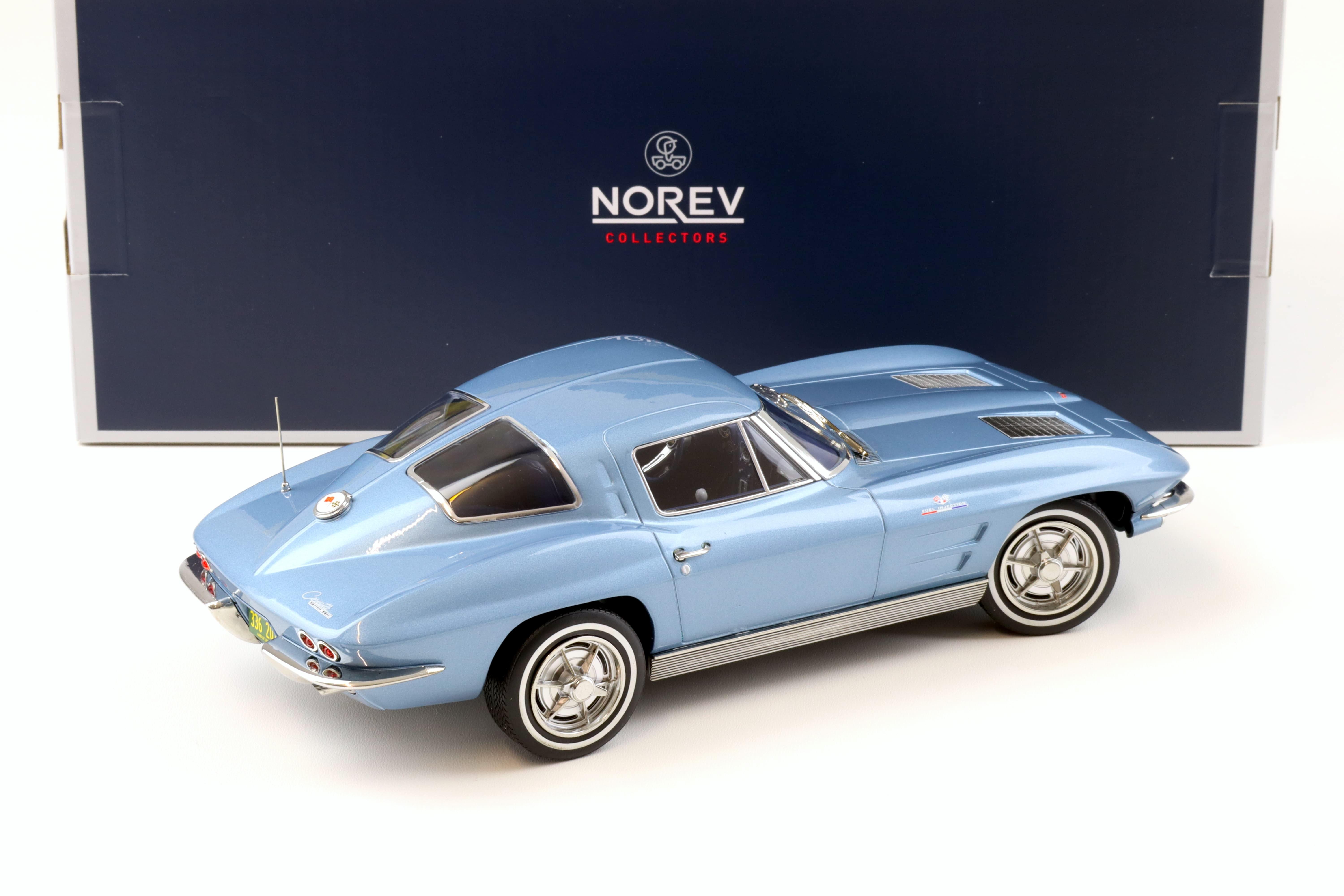 1:18 Norev Chevrolet Corvette Sting Ray Coupe 1963 light blue metallic