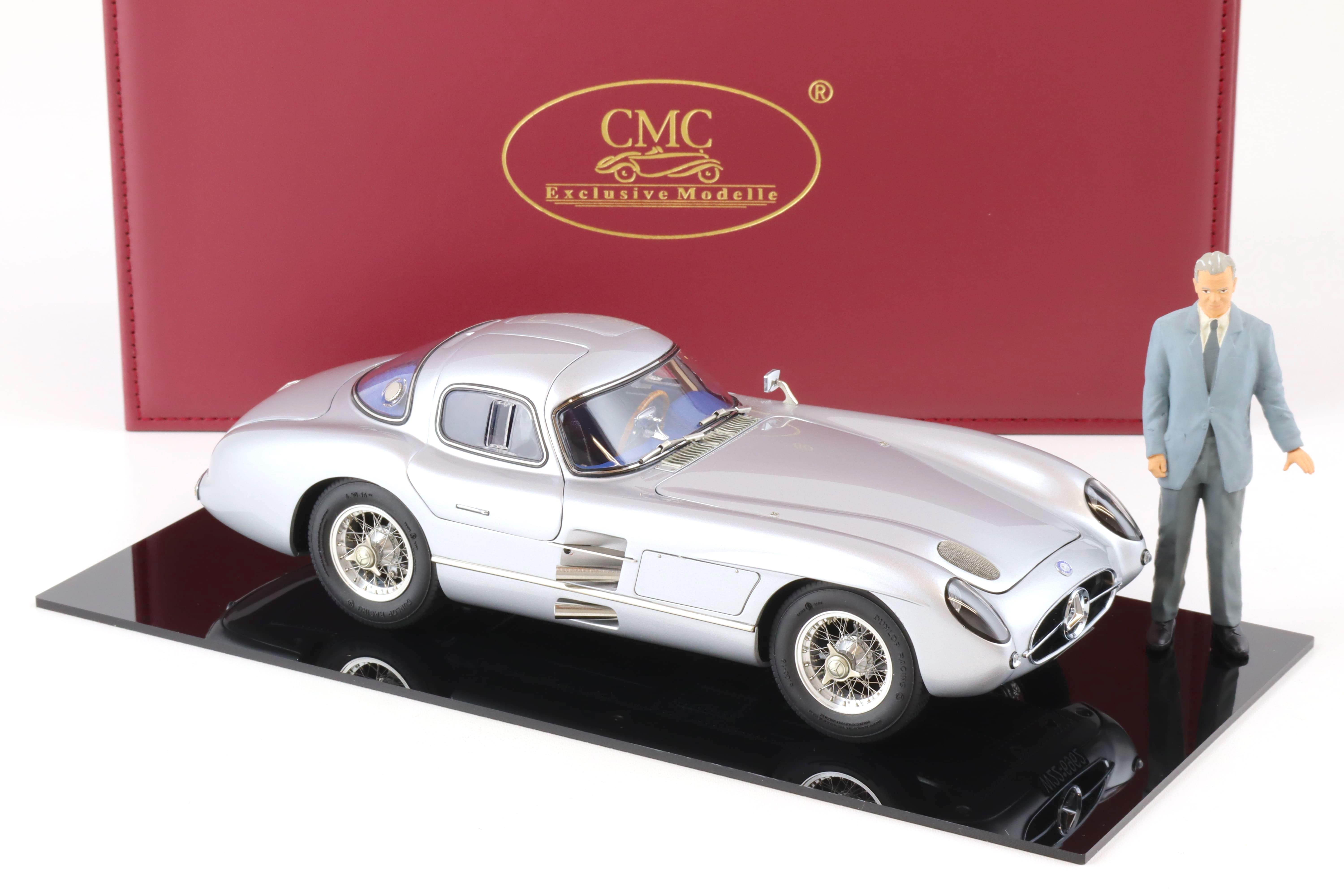 1:18 CMC Mercedes 300 SLR Coupe 1955 silver/ blue with figure M-246 - Limited 500 pcs.