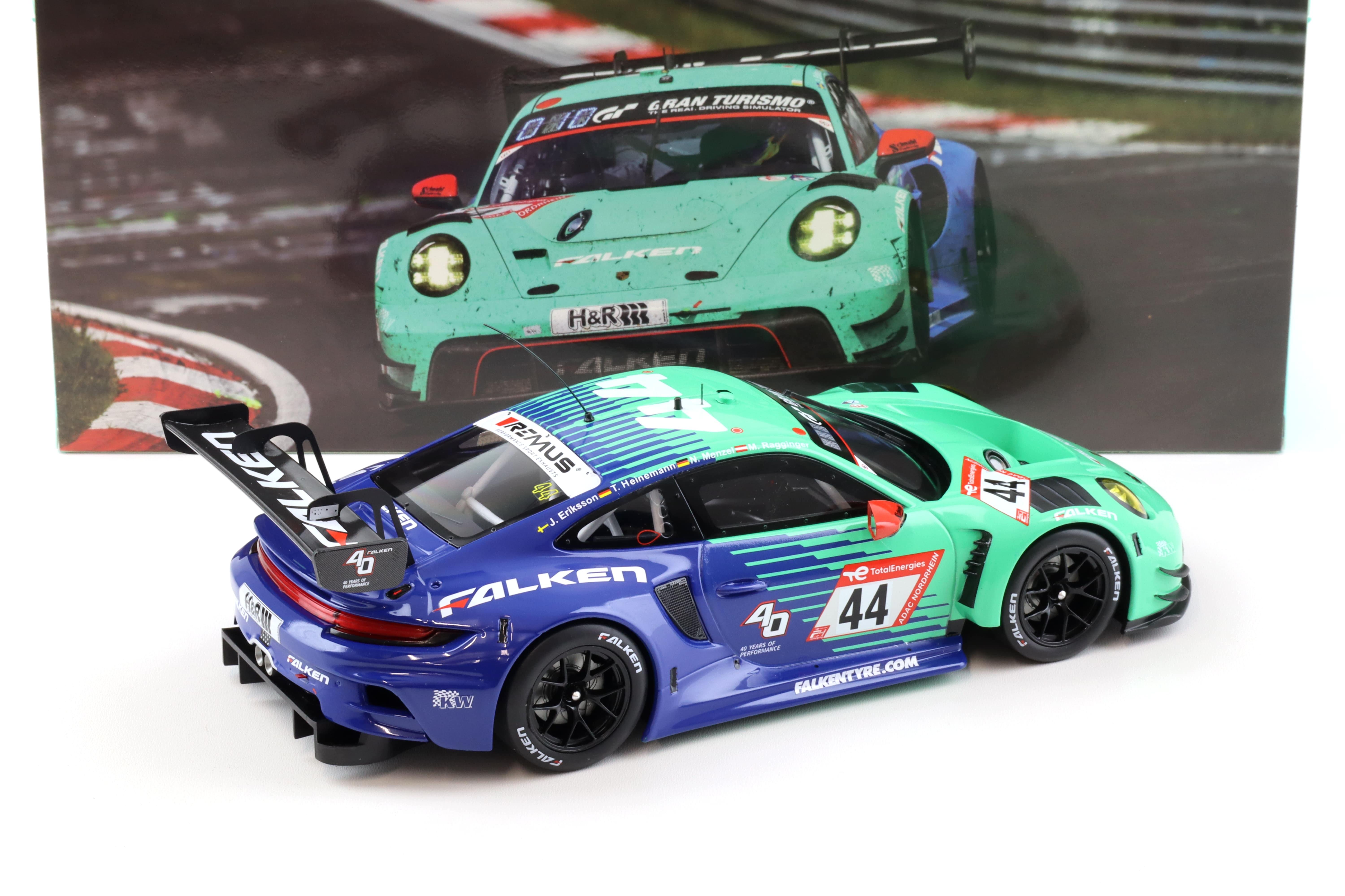 1:18 IXO Porsche 911 992 GT3 R 24h Nürburgring 2023 #44 FALKEN Eriksson/ Heinemann