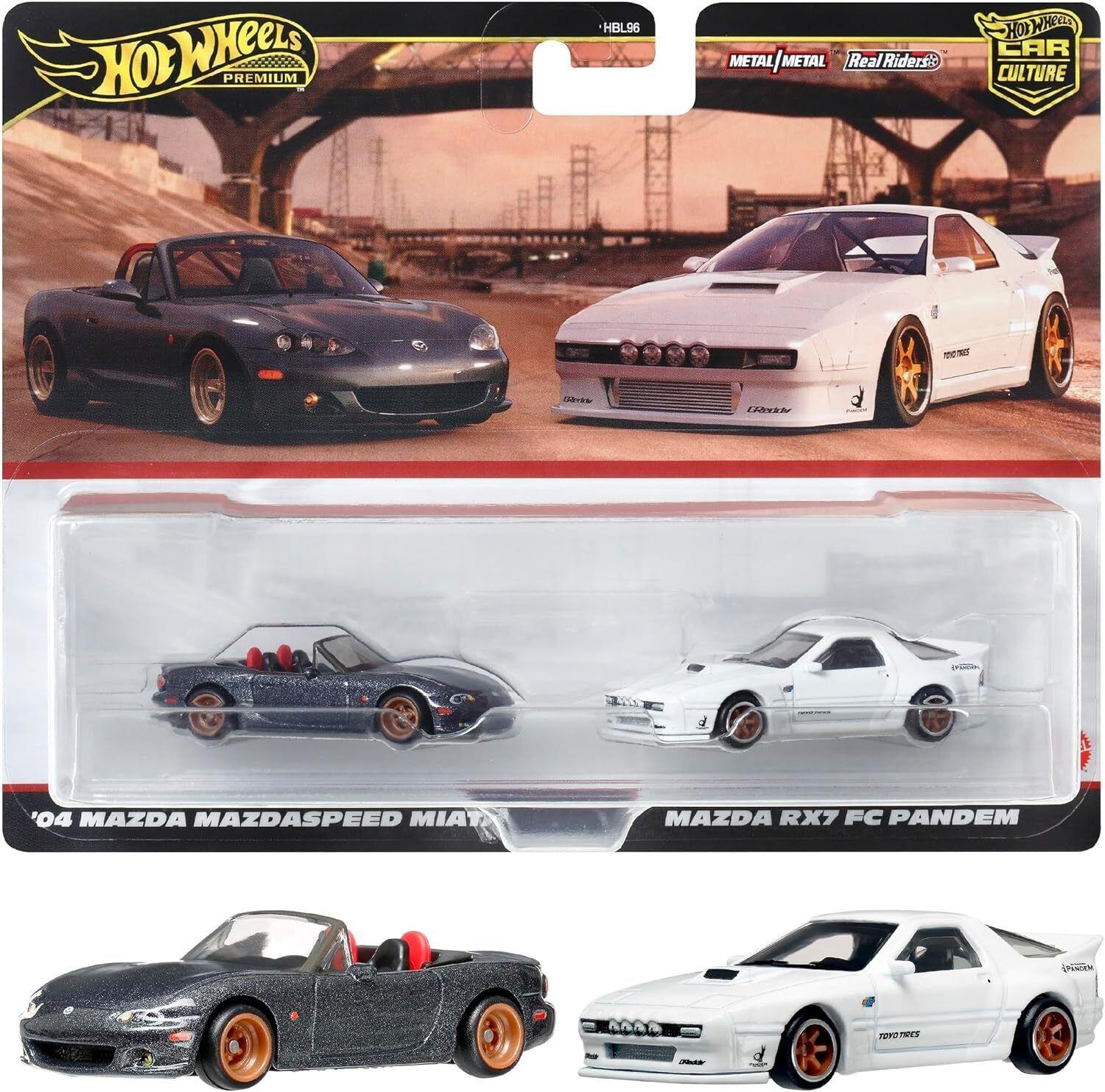 1:64 Hot Wheels 2024 Premium 2-Pack Mazda Miata + Mazda RX7 FC Pandem 979L